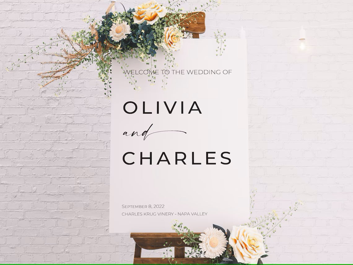 Classic Wedding Sign, Minimalist Wedding Sign, Custom Wedding Print, Welcome Wedding, Wedding Decoration