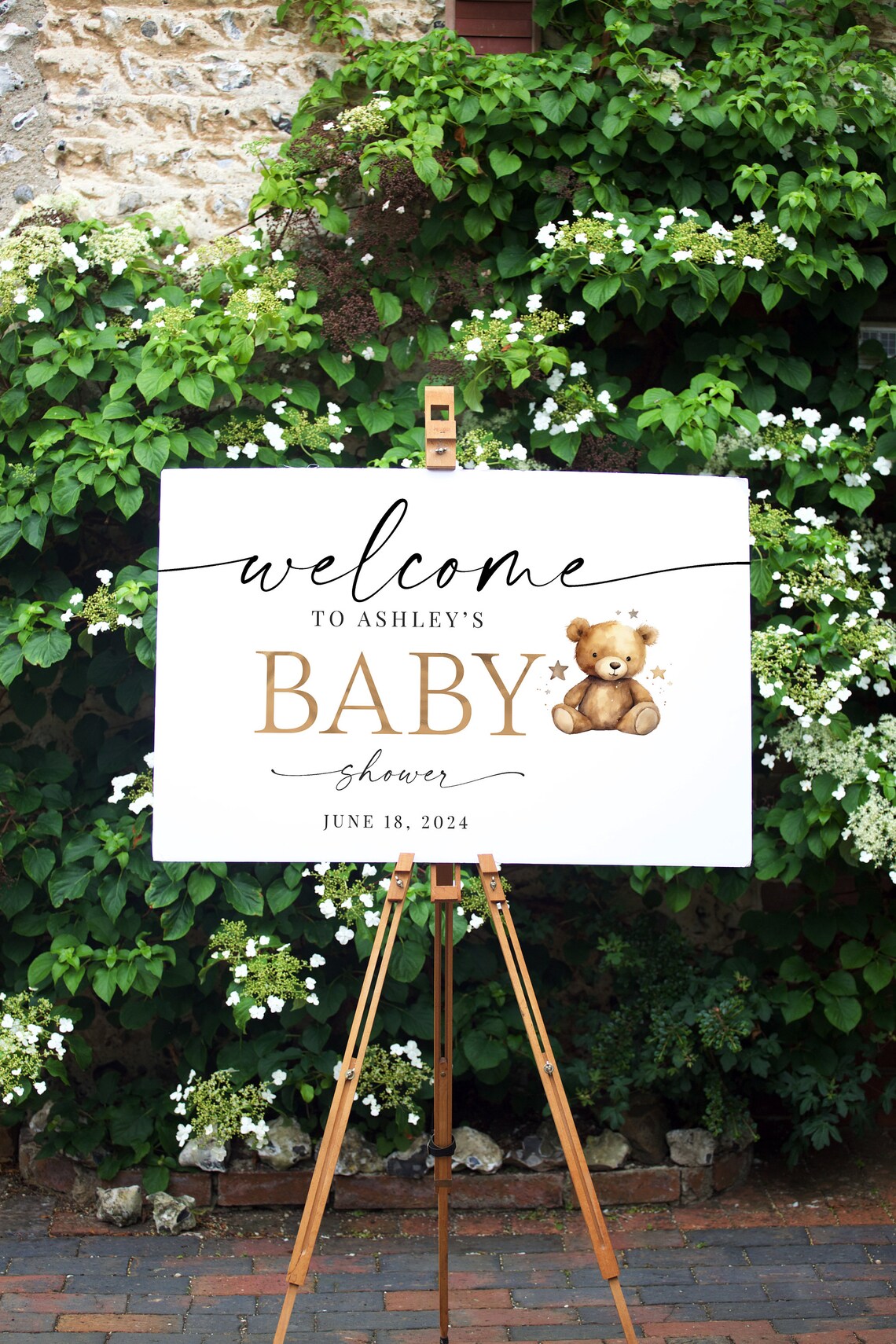 Baby Shower Sign for Girl, Baby Shower Sign for Boy, Cute Teddy Bear Print