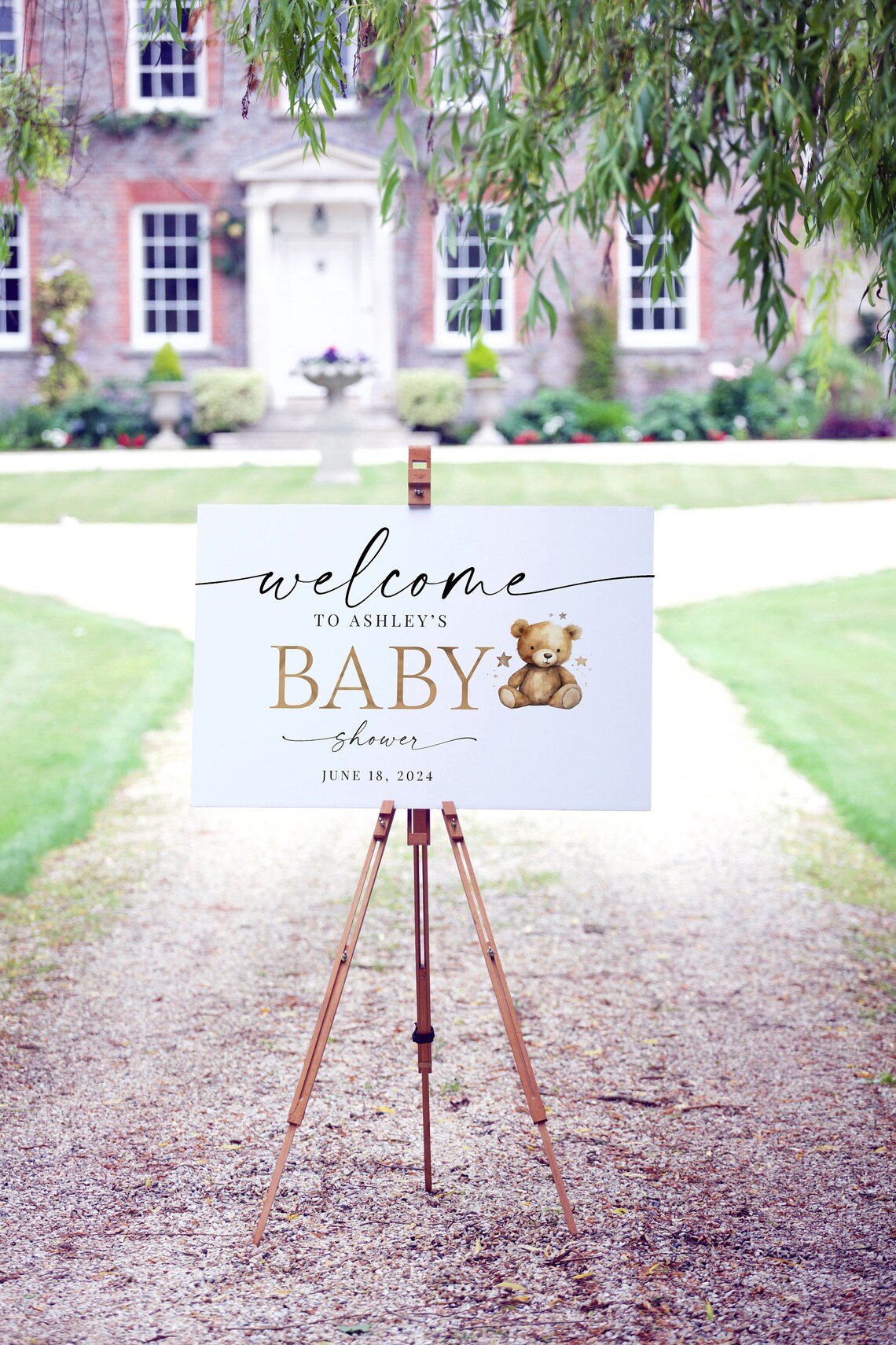 Baby Shower Sign for Girl, Baby Shower Sign for Boy, Cute Teddy Bear Print