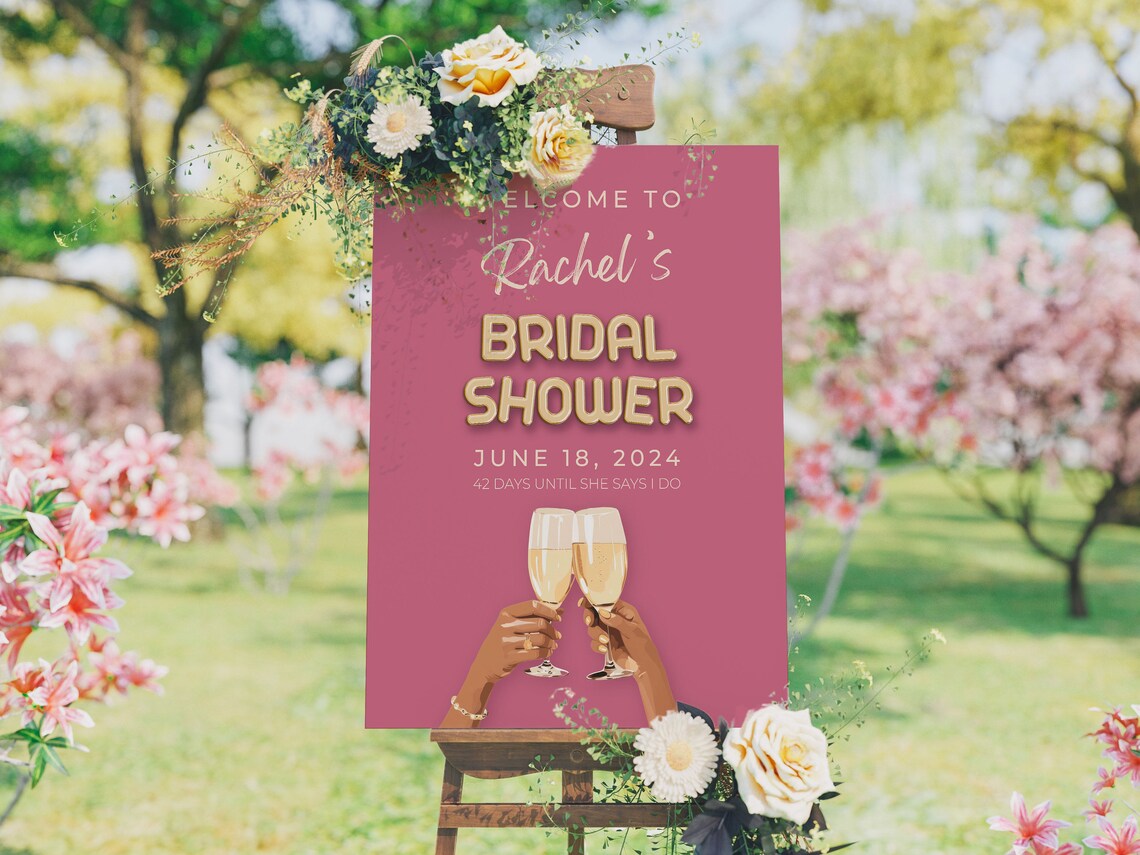 Pink Bridal Shower Sign, Sign for Bridal Shower, Bridal Shower Print, Bridal Shower Decor