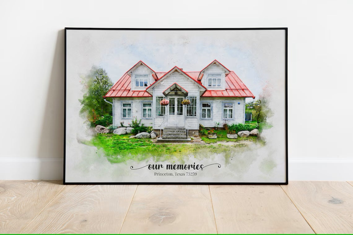 House Portrait, House Painting, Watercolor Painting of Your Home, Home Give, Housewarming Gift