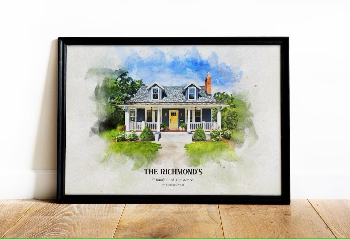 House Portrait, Housewarming Gift, House Painting, Perfect Housewarming Party Gift.