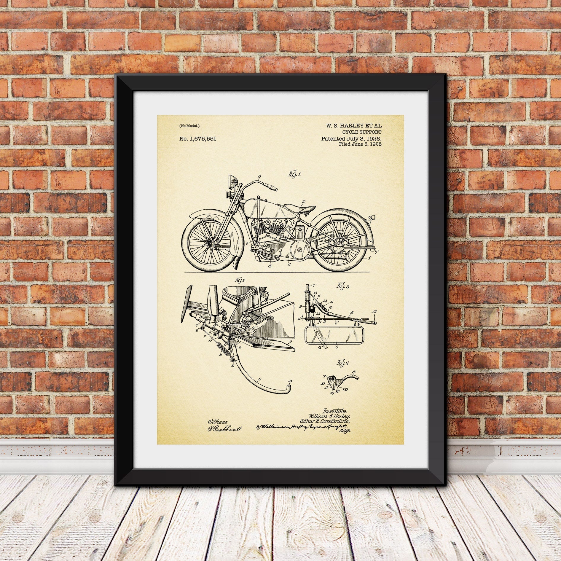 Harley Cycle Support Patent, Harley Davidson, Harley Print, Motorcycle Art, Harley Davidson Art, Vintage Harley Print, Motorcycle Print