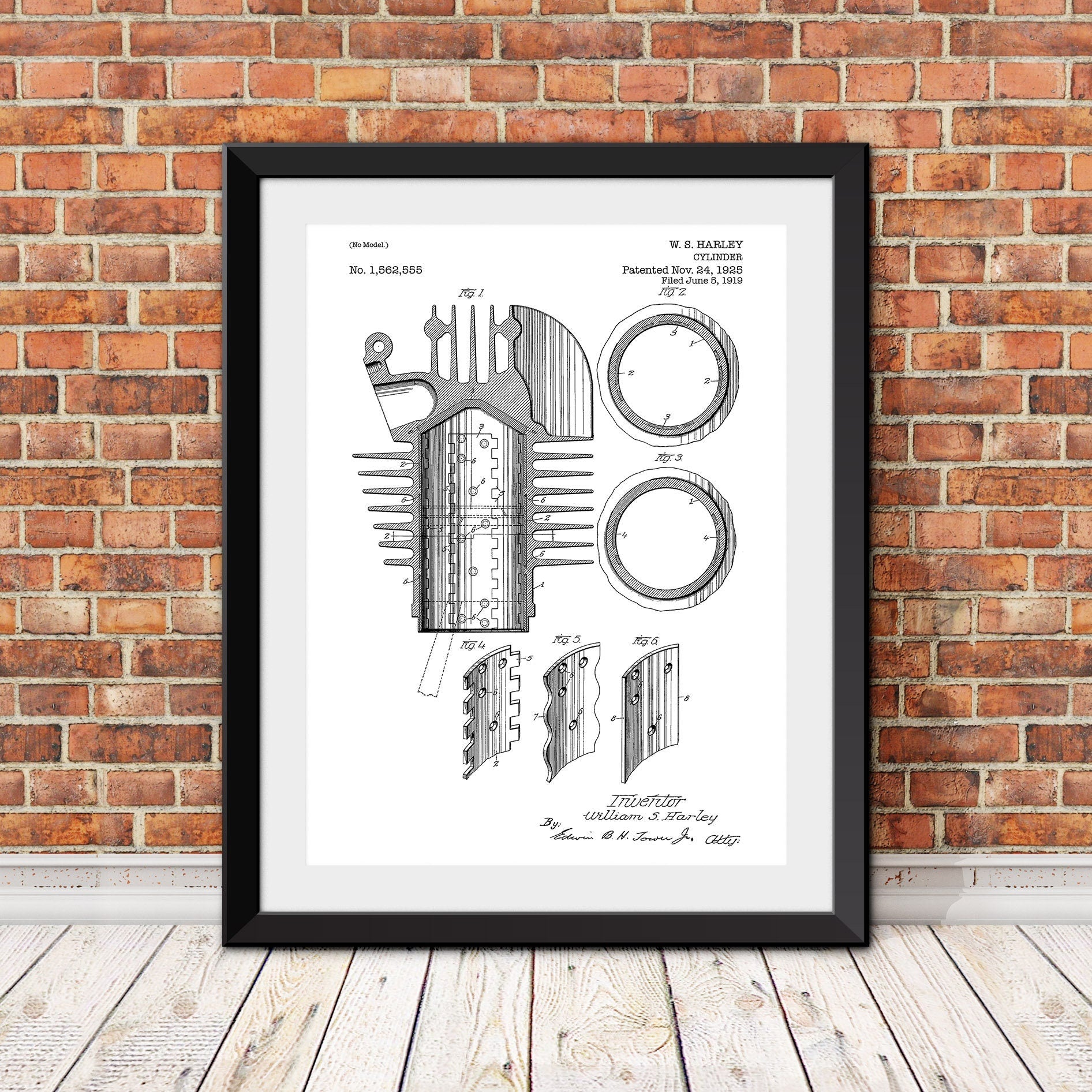 Harley Davidson Cylinder Patent, Harley Davidson, Harley Print, Motorcycle Art, Harley Davidson Art, Vintage Harley Print, Motorcycle Print