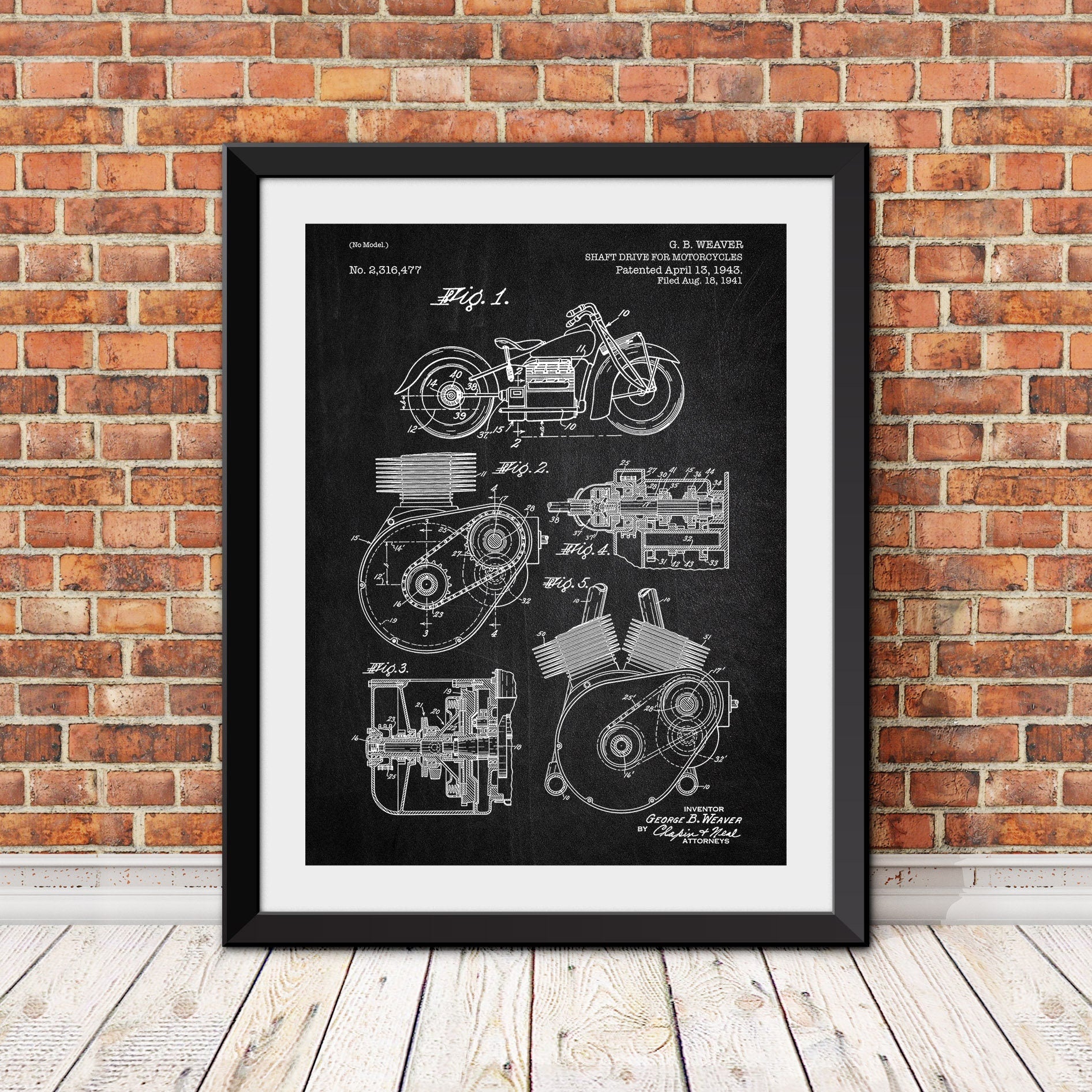 1901 Motorcycle Blueprint Poster - Vintage Harley & Indian Patent Art Print, 8.5x11 Parchment