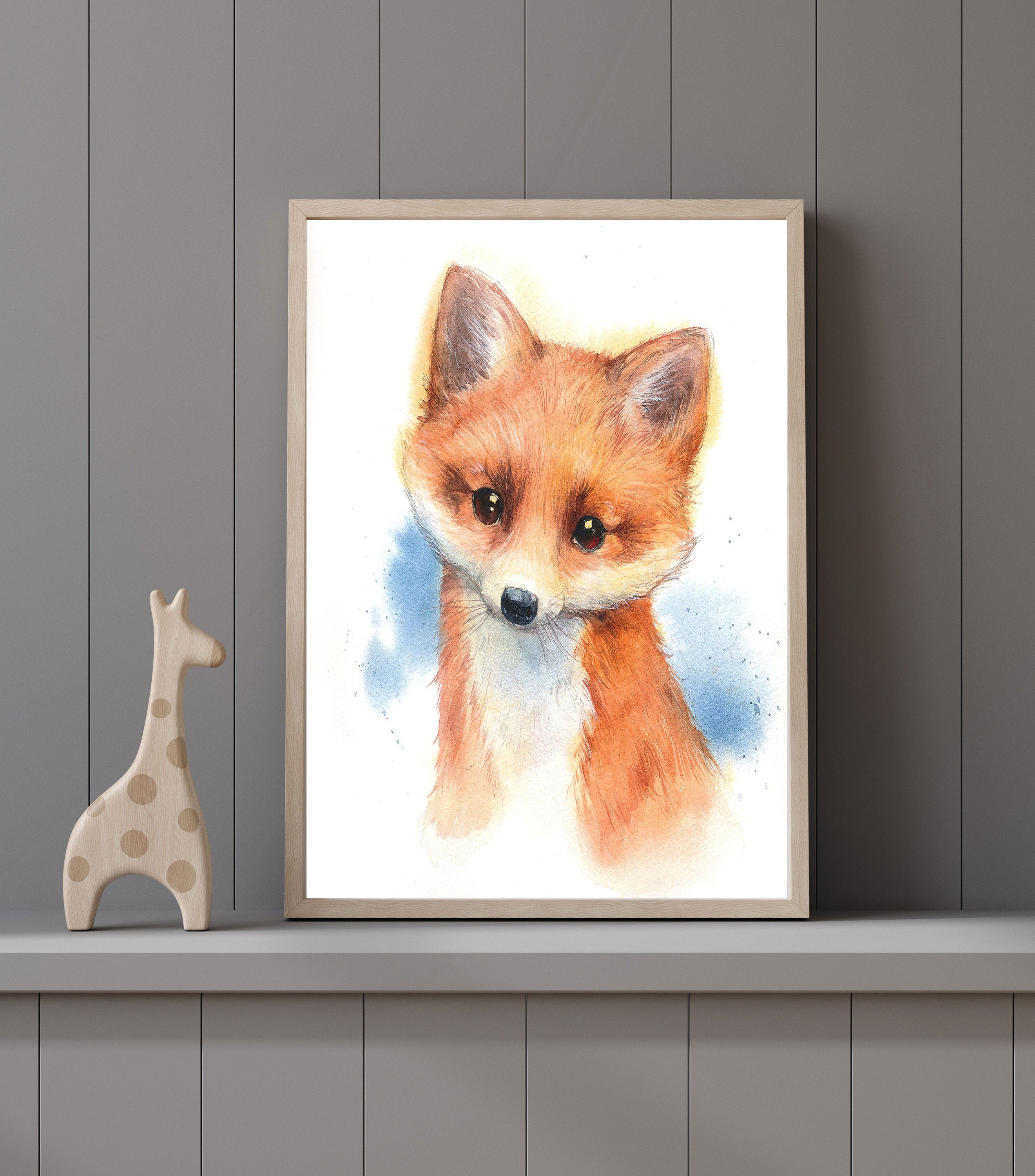 Fox Print, Baby Fox Print, Woodland Baby Animal Nursery Print, Nursery Animal Print, Fox Decor, Red Fox Wall Art, Wildlife Wall Art Fox Gift