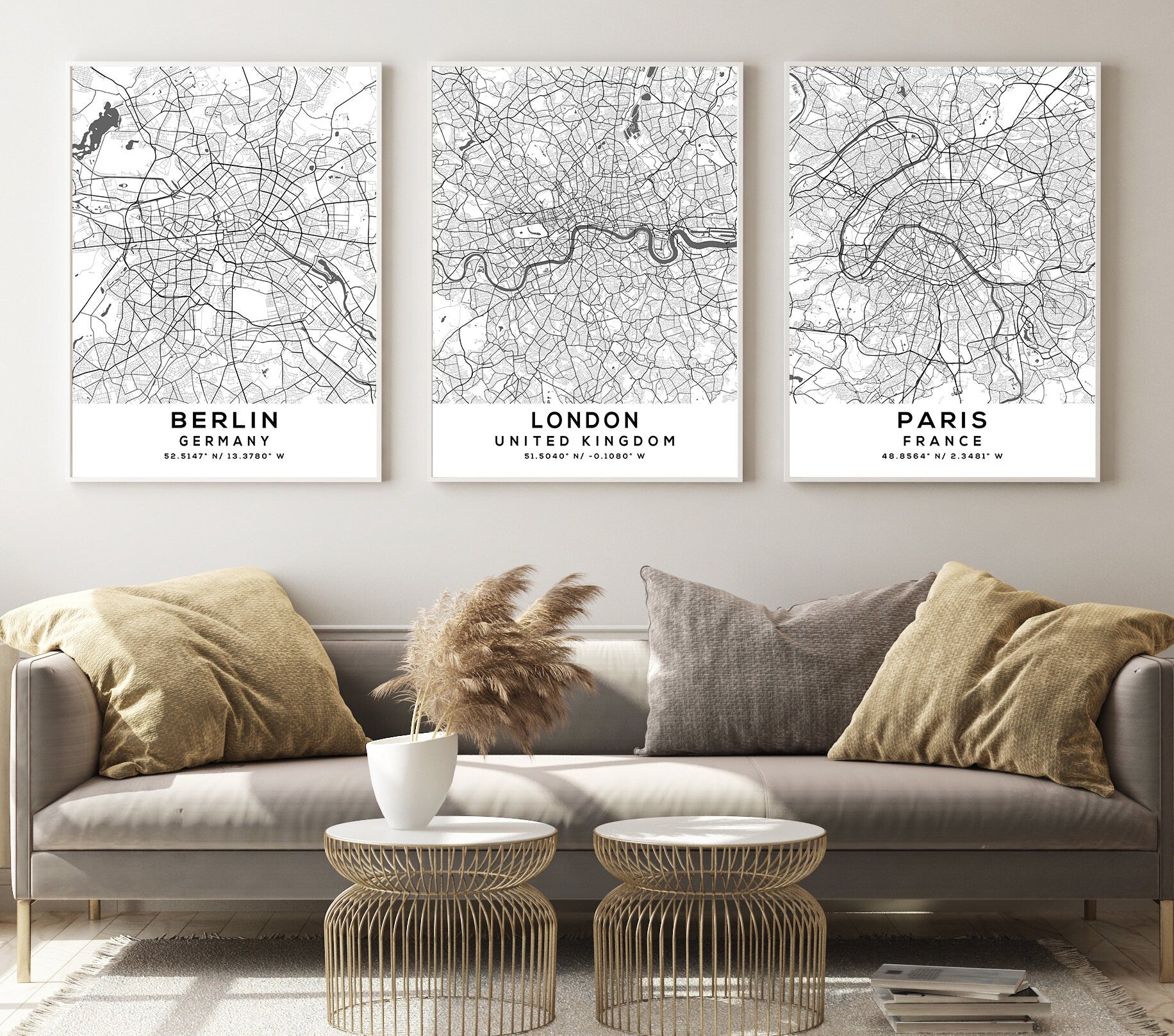 Assorted Maps Personalized Map Print, Set of 3, Map Prints, Custom Map, Custom Maps ...