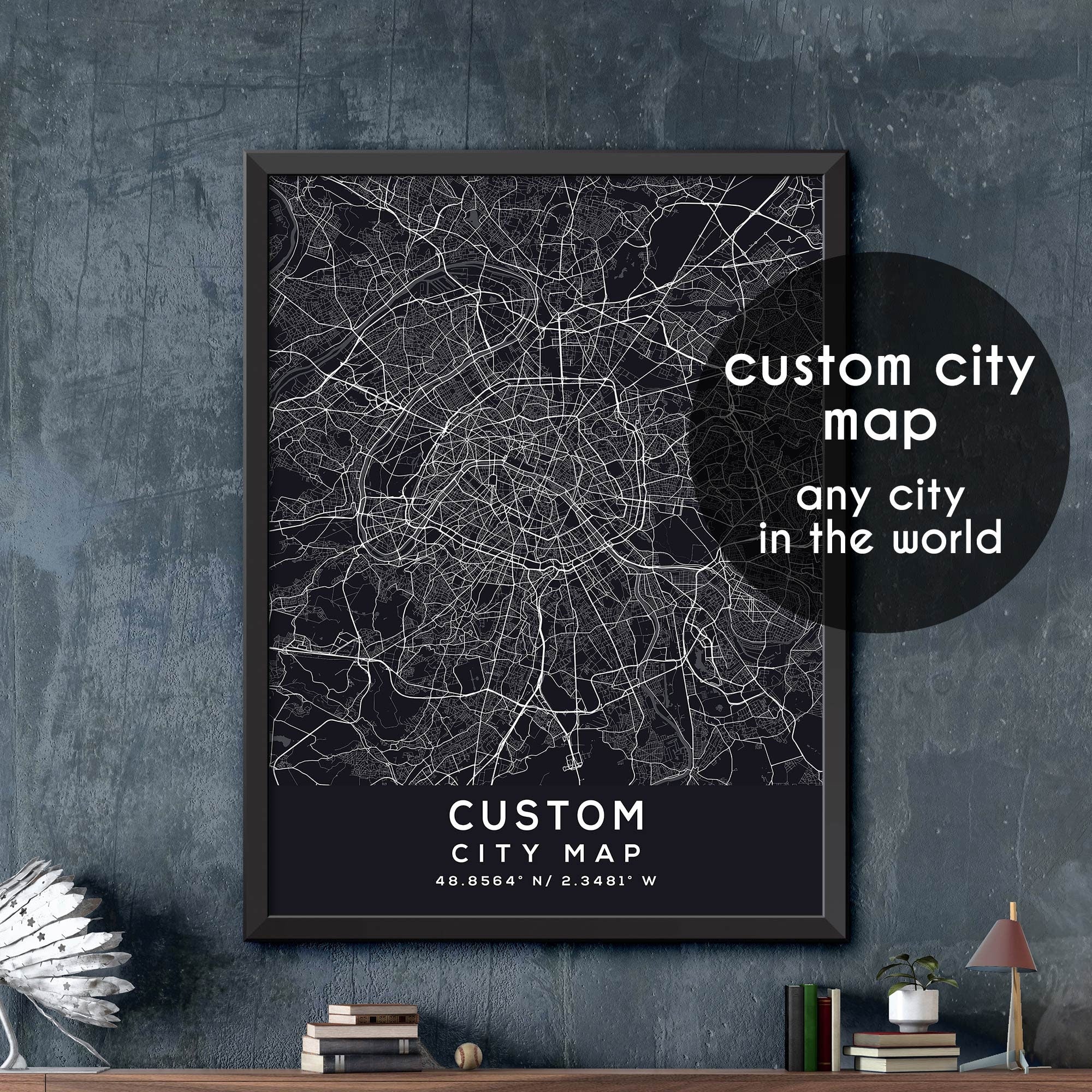 City Map Print, Custom City Map Print, Personalized Map, Personalized ...