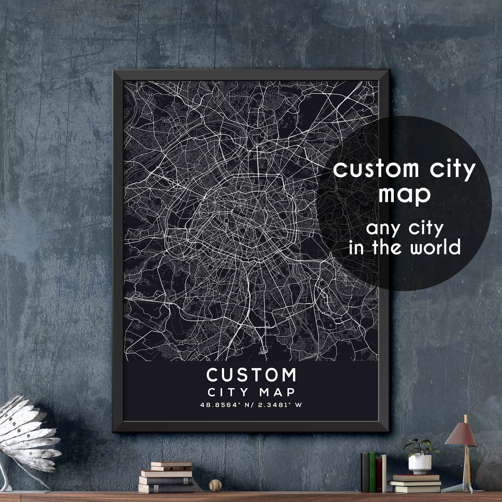 City Map Print, Custom City Map Print, Personalized Map, Personalized Map Print,  Custom City Poster, Vintage City Map, Custom Print