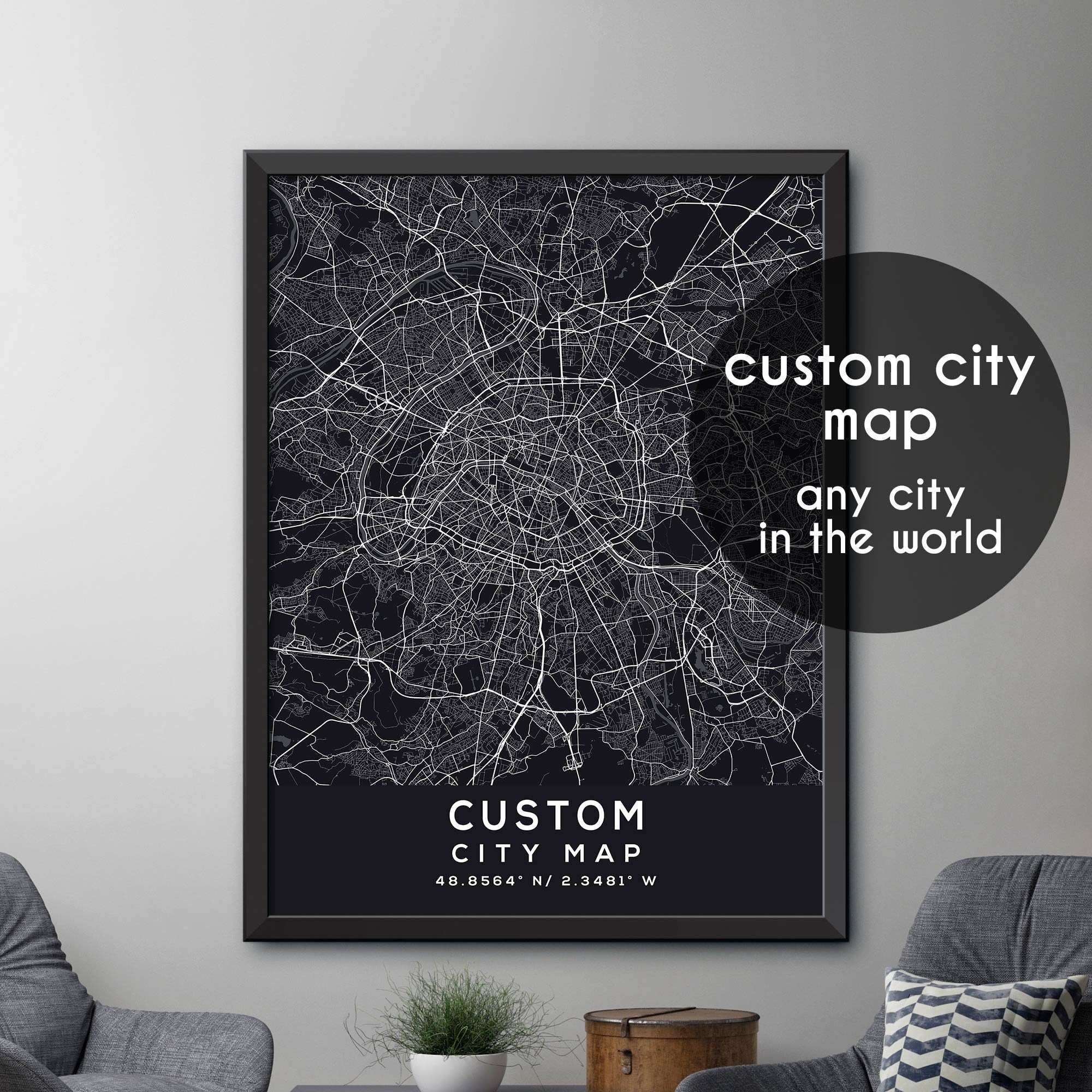 City Map Print, Custom City Map Print, Personalized Map, Personalized ...