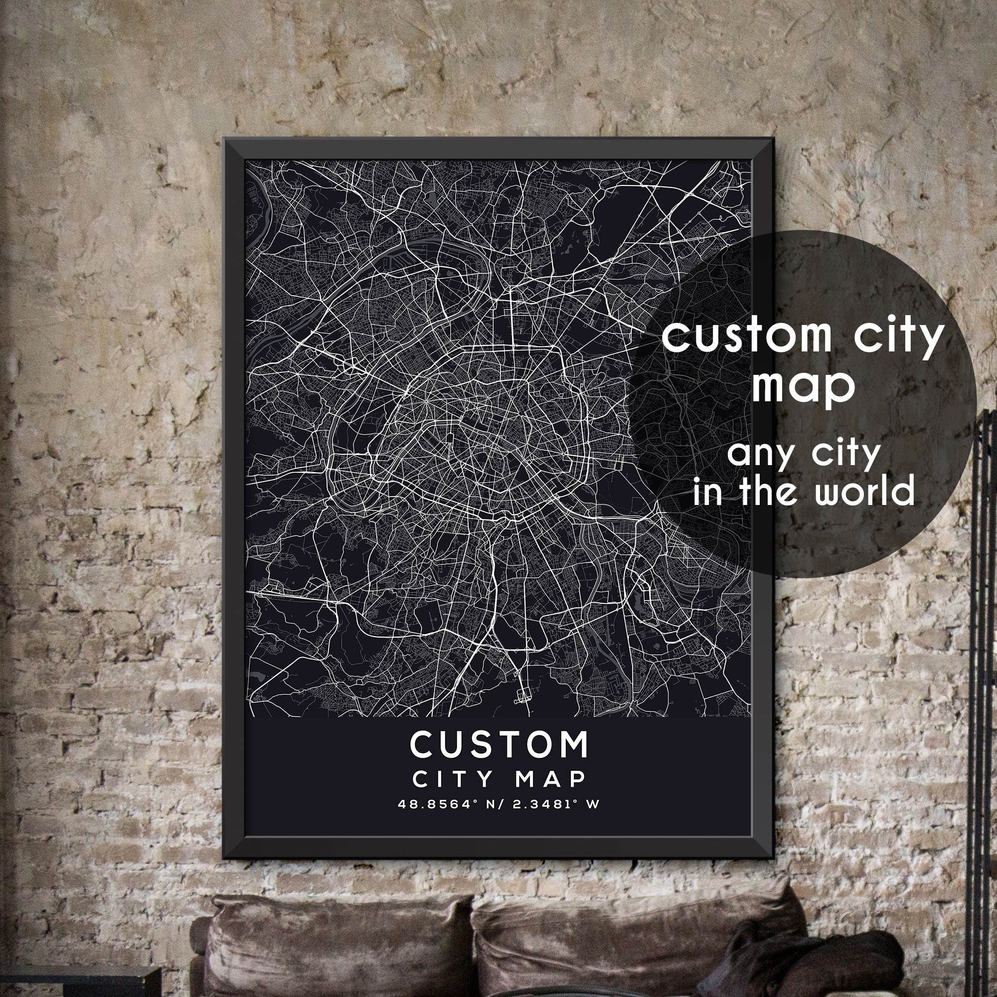 City Map Print, Custom City Map Print, Personalized Map, Personalized ...