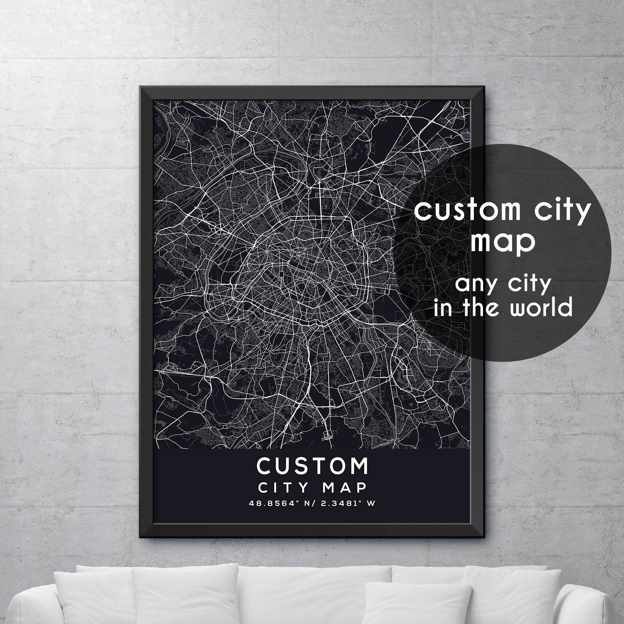 City Map Print, Custom City Map Print, Personalized Map, Personalized Map Print,  Custom City Poster, Vintage City Map, Custom Print