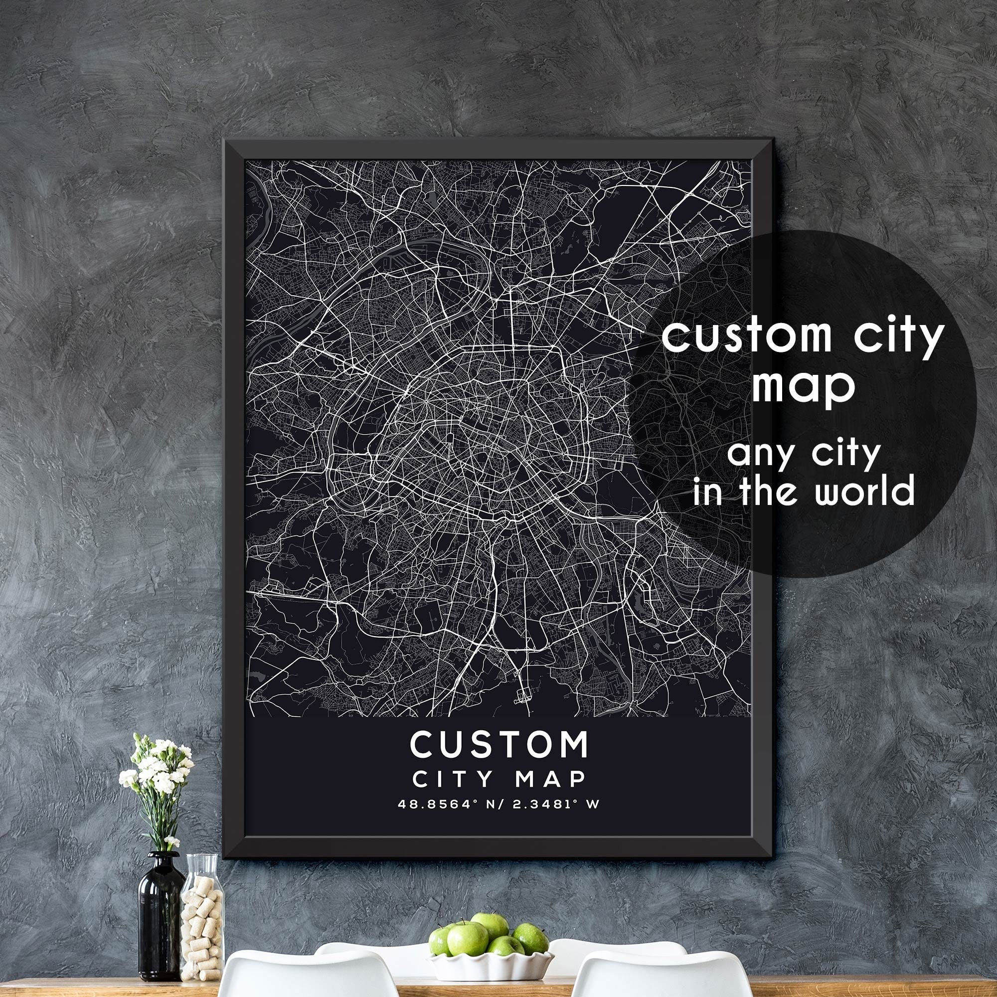 City Map Print, Custom City Map Print, Personalized Map, Personalized ...