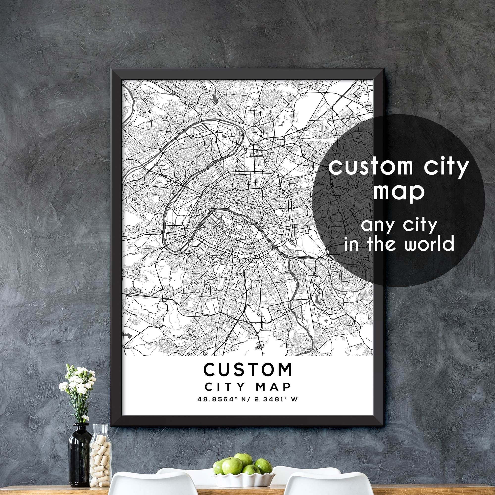 Custom Map, Custom City Map Print, Personalized Map, Personalized Map ...