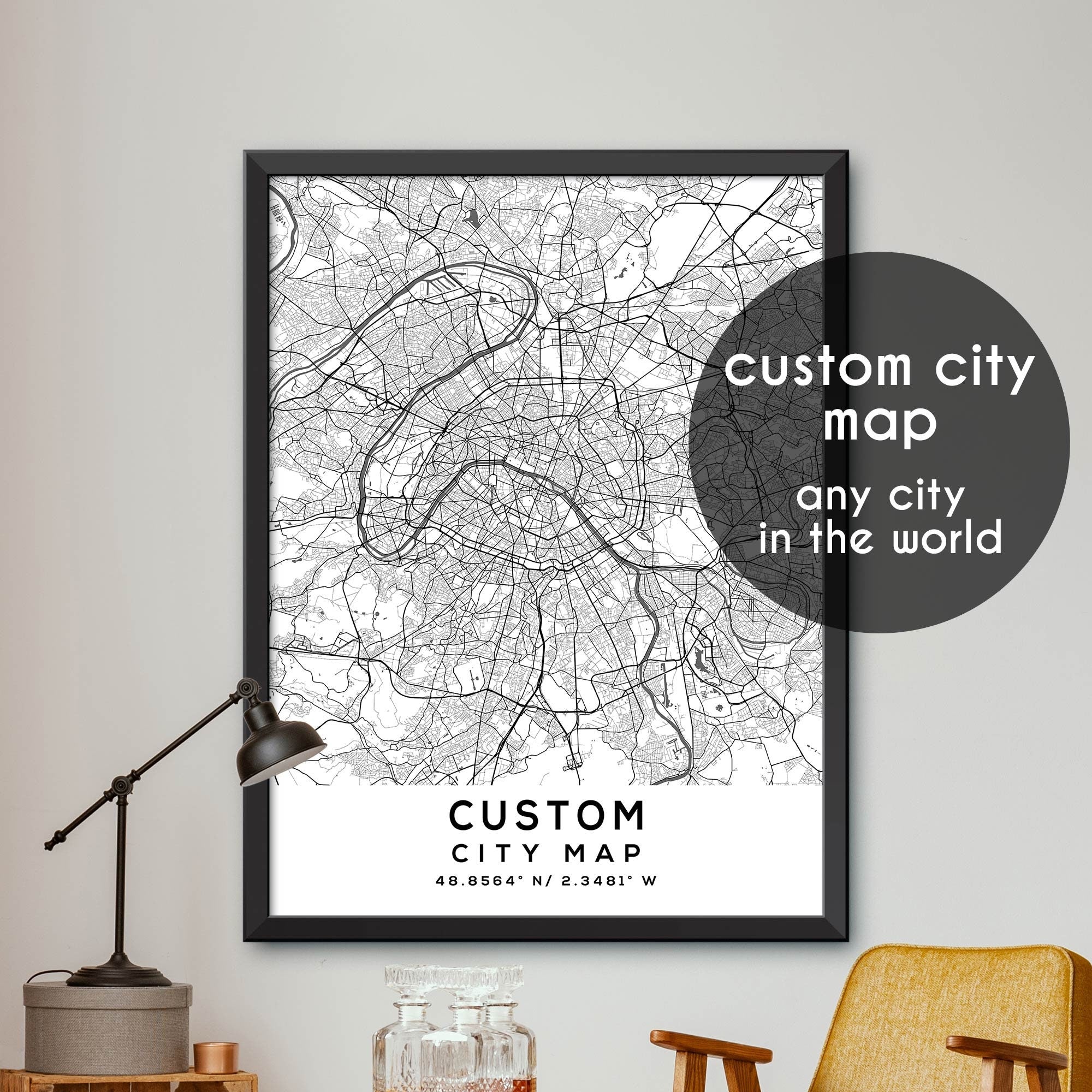Custom Map, Custom City Map Print, Personalized Map, Personalized Map Print,  Custom City Poster, Vintage City Map, Custom Print