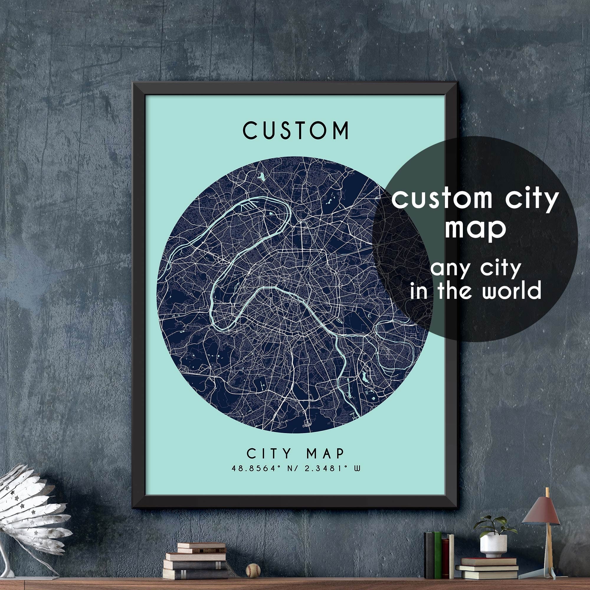 Custom Map, Custom City Map Print, Personalized Map, Personalized Map ...