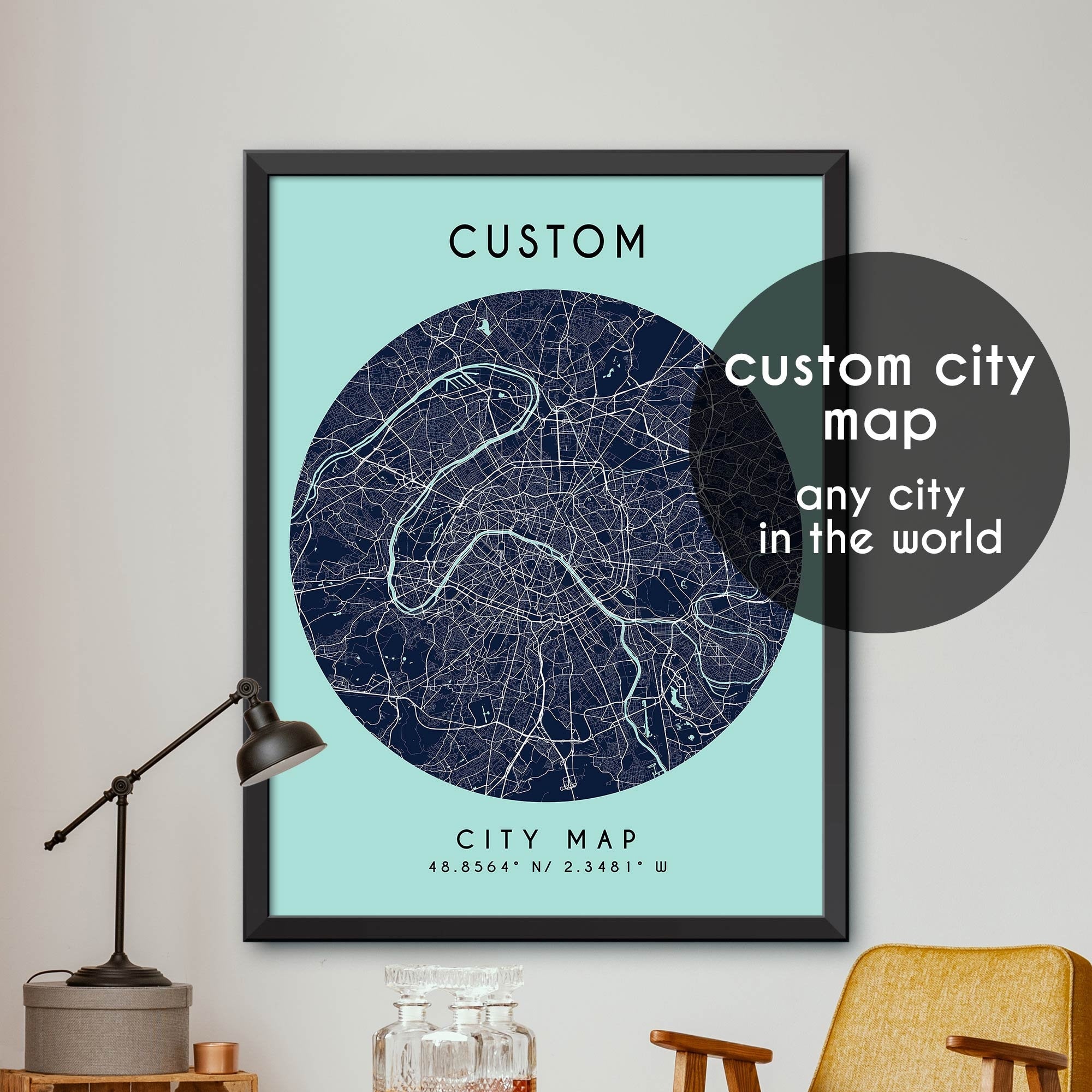 Custom Map, Custom City Map Print, Personalized Map, Personalized Map ...