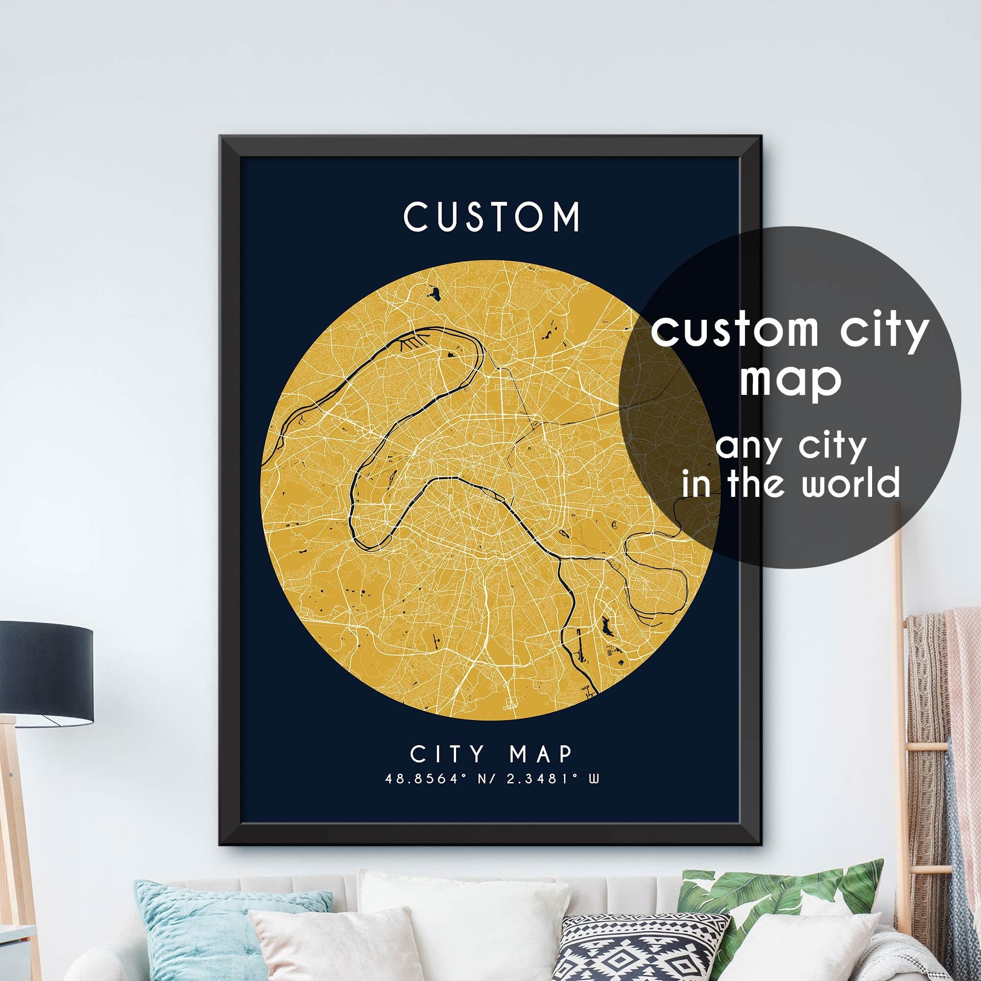 Customed Map Custom Map, Custom City Map Print, Personalized Map, Personalized Map ...