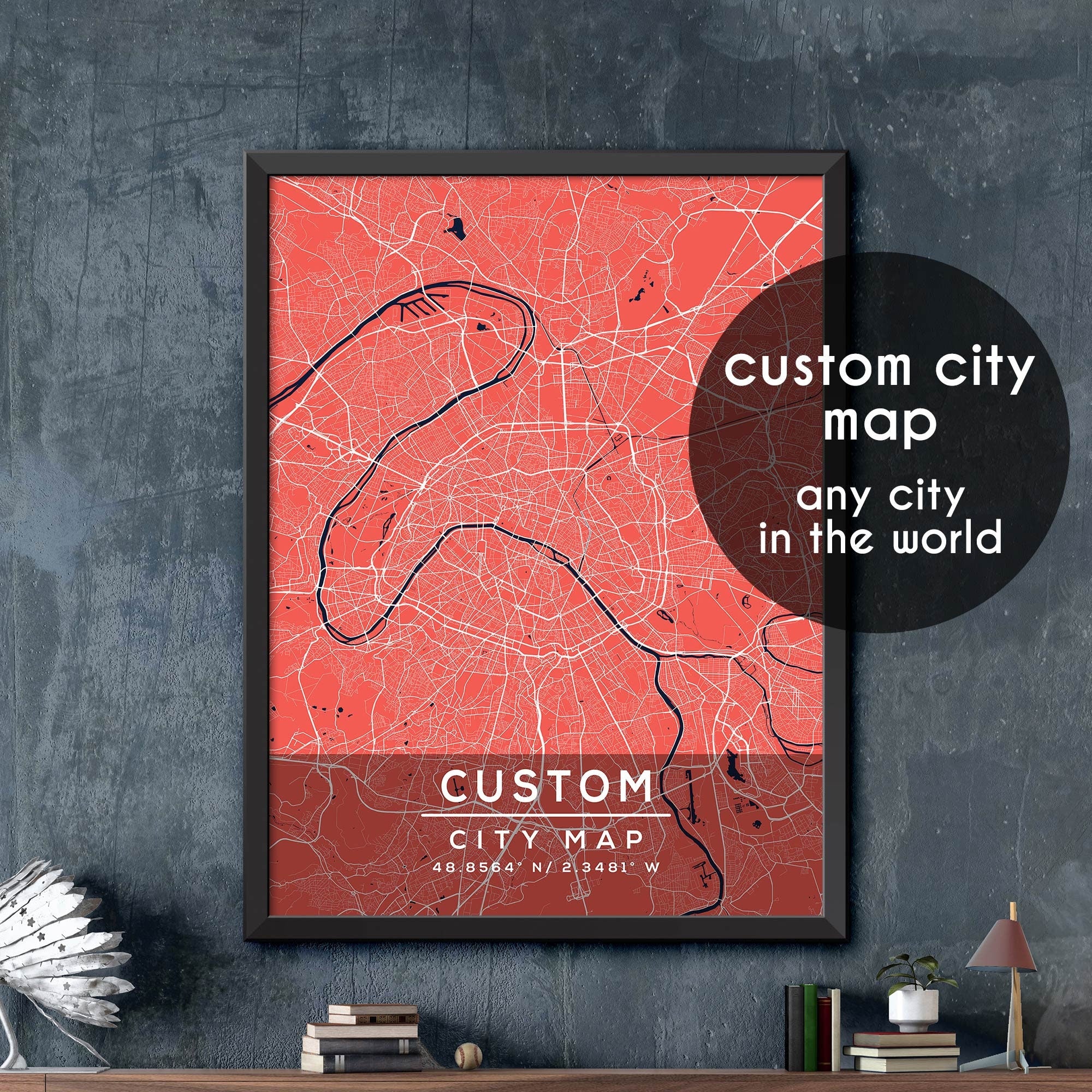 Custom Map, Custom City Map Print, Personalized Map, Personalized Map ...