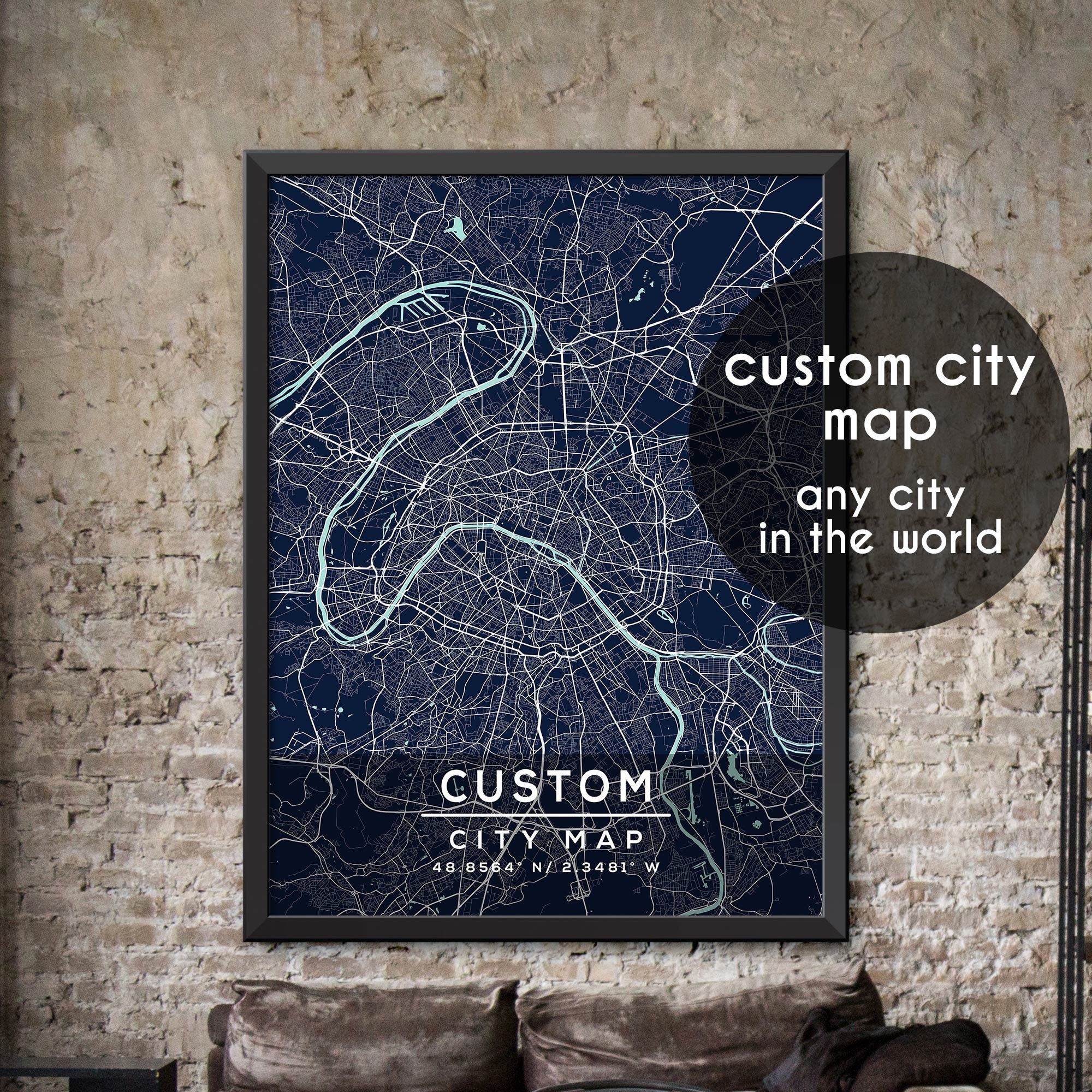 Customed Map Custom Map, Custom City Map Print, Personalized Map, Personalized Map ...
