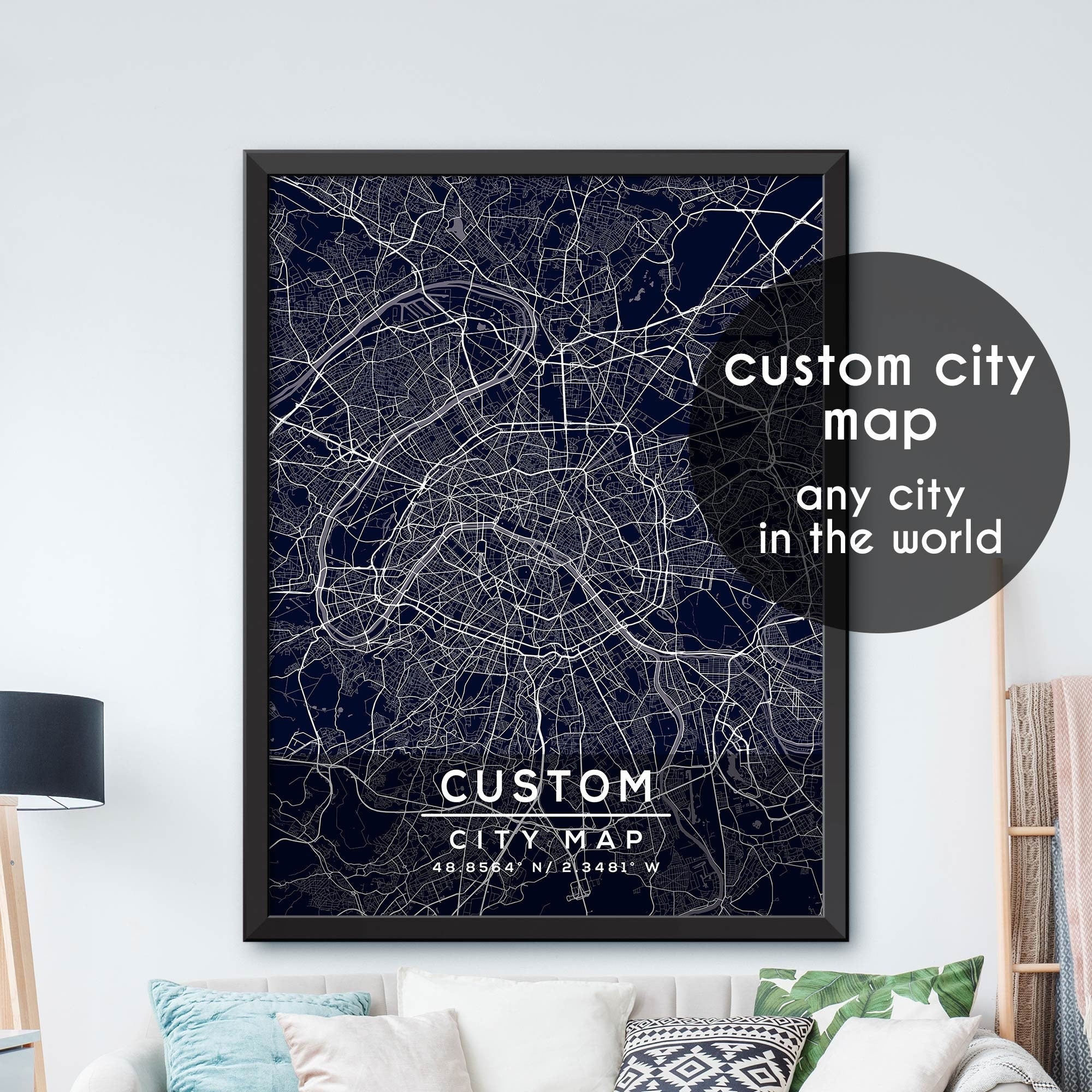 Custom Map, Custom City Map Print, Personalized Map, Personalized Map ...