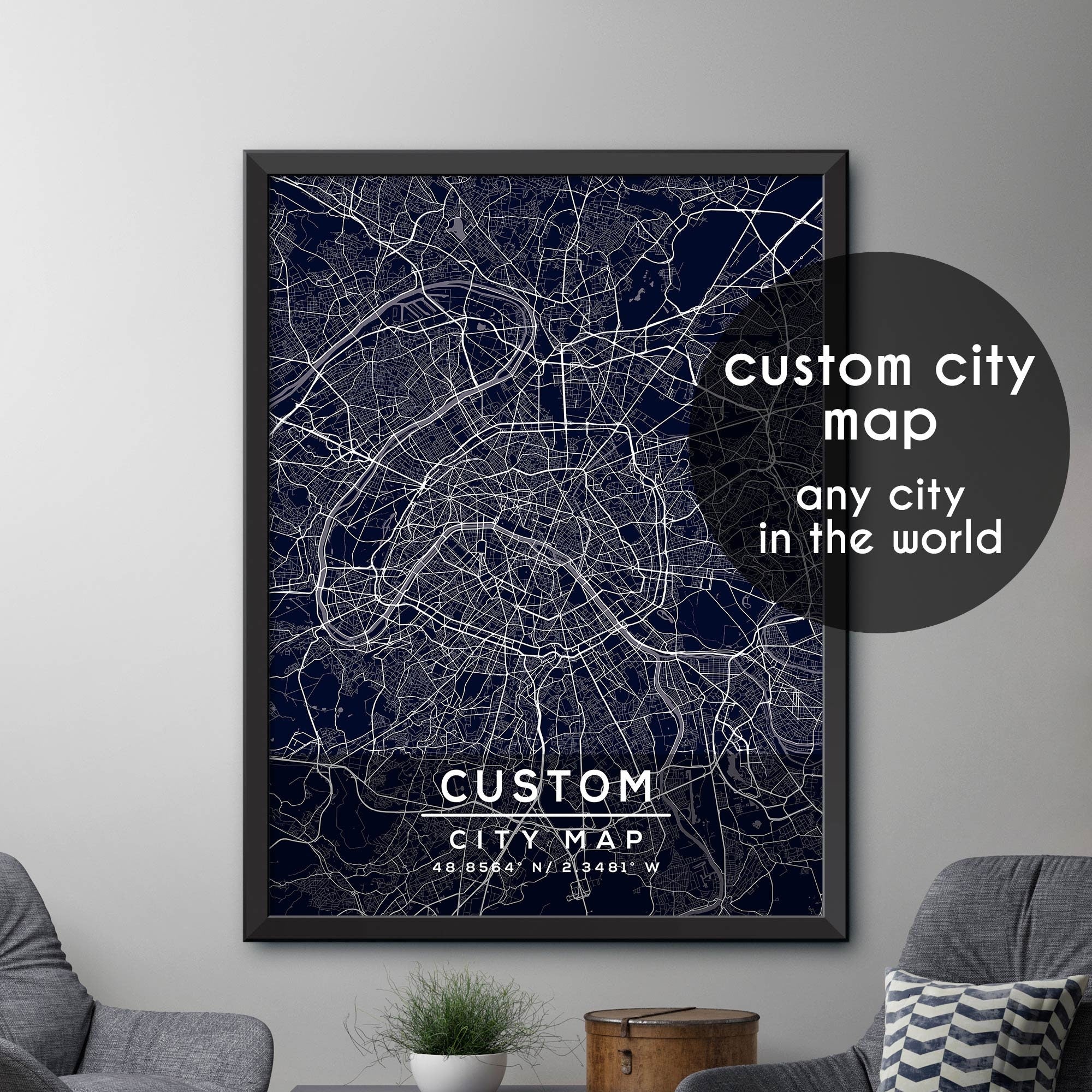 Custom Map, Custom City Map Print, Personalized Map, Personalized Map ...