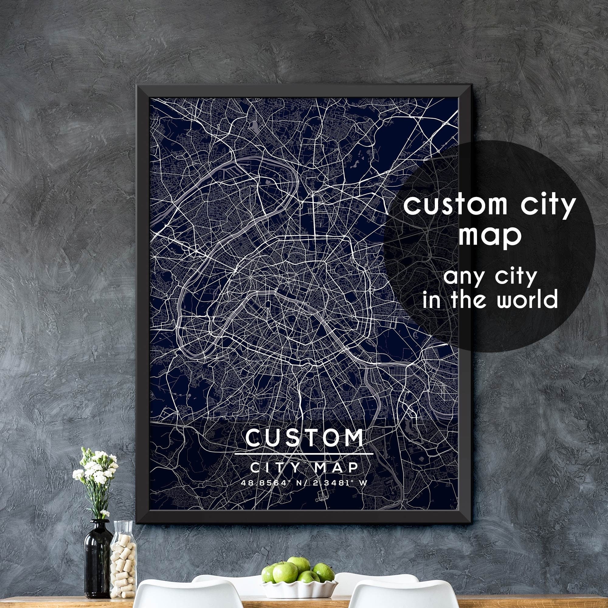 Custom Map, Custom City Map Print, Personalized Map, Personalized Map ...