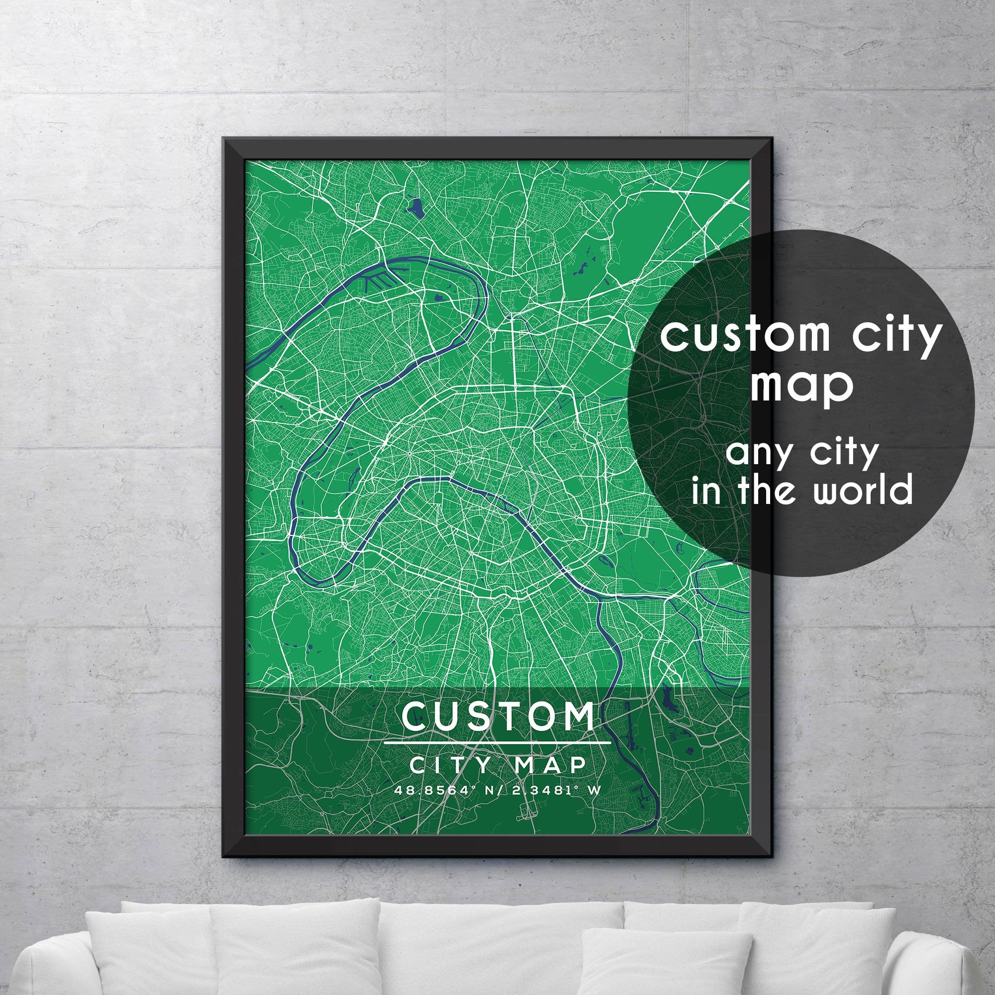 Custom Map, Custom City Map Print, Personalized Map, Personalized Map ...