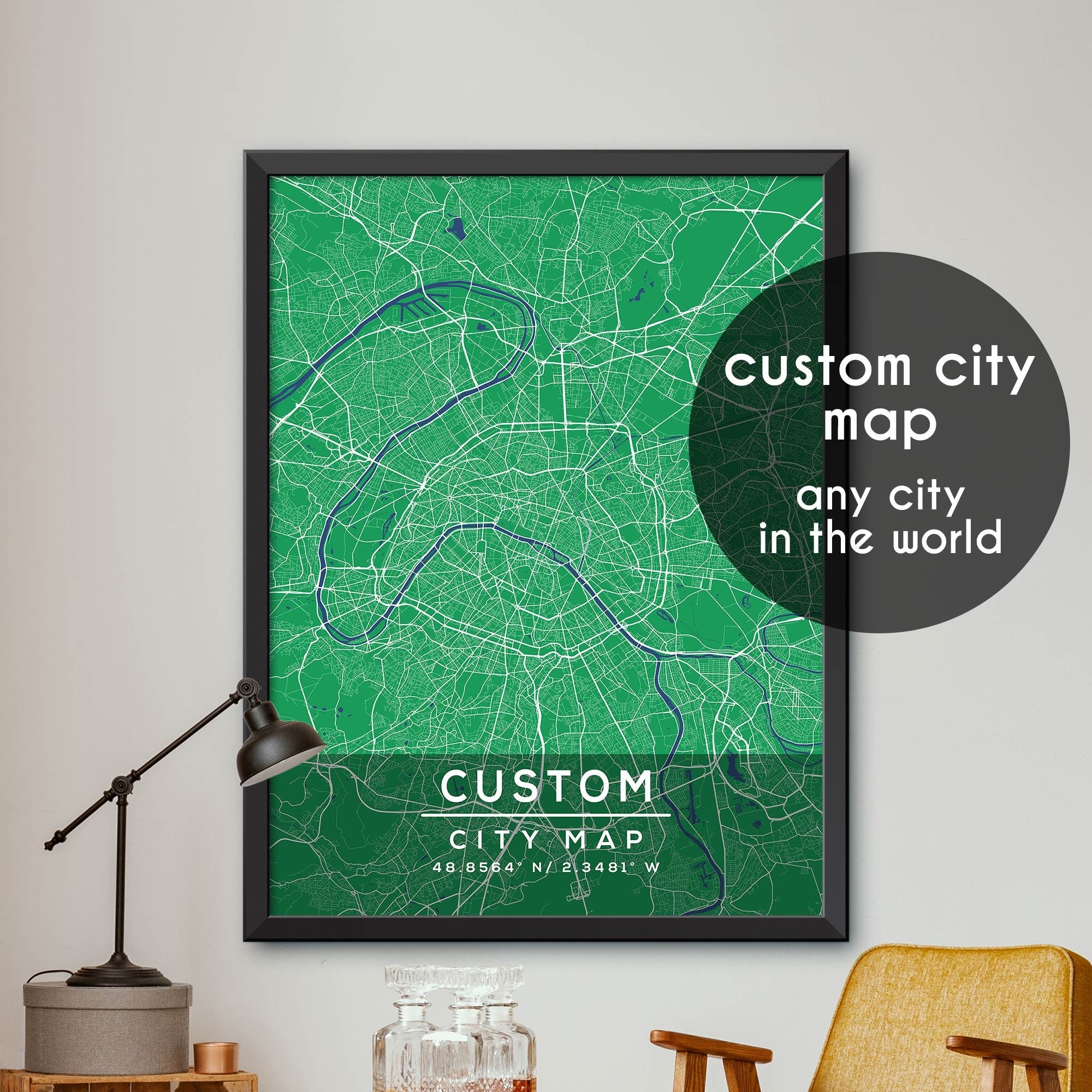 Custom Map, Custom City Map Print, Personalized Map, Personalized Map ...
