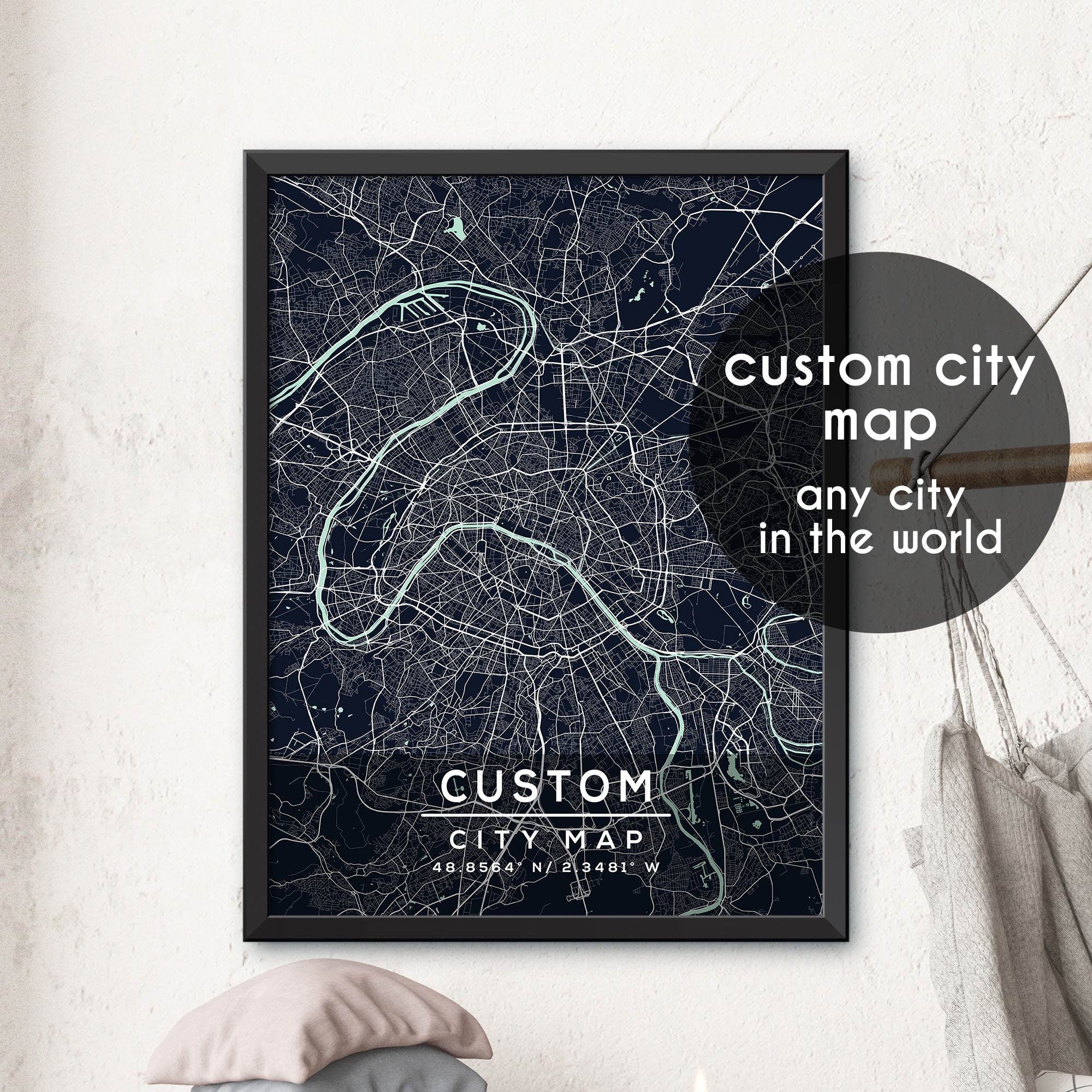 Custom Map, Custom City Map Print, Personalized Map, Personalized Map ...