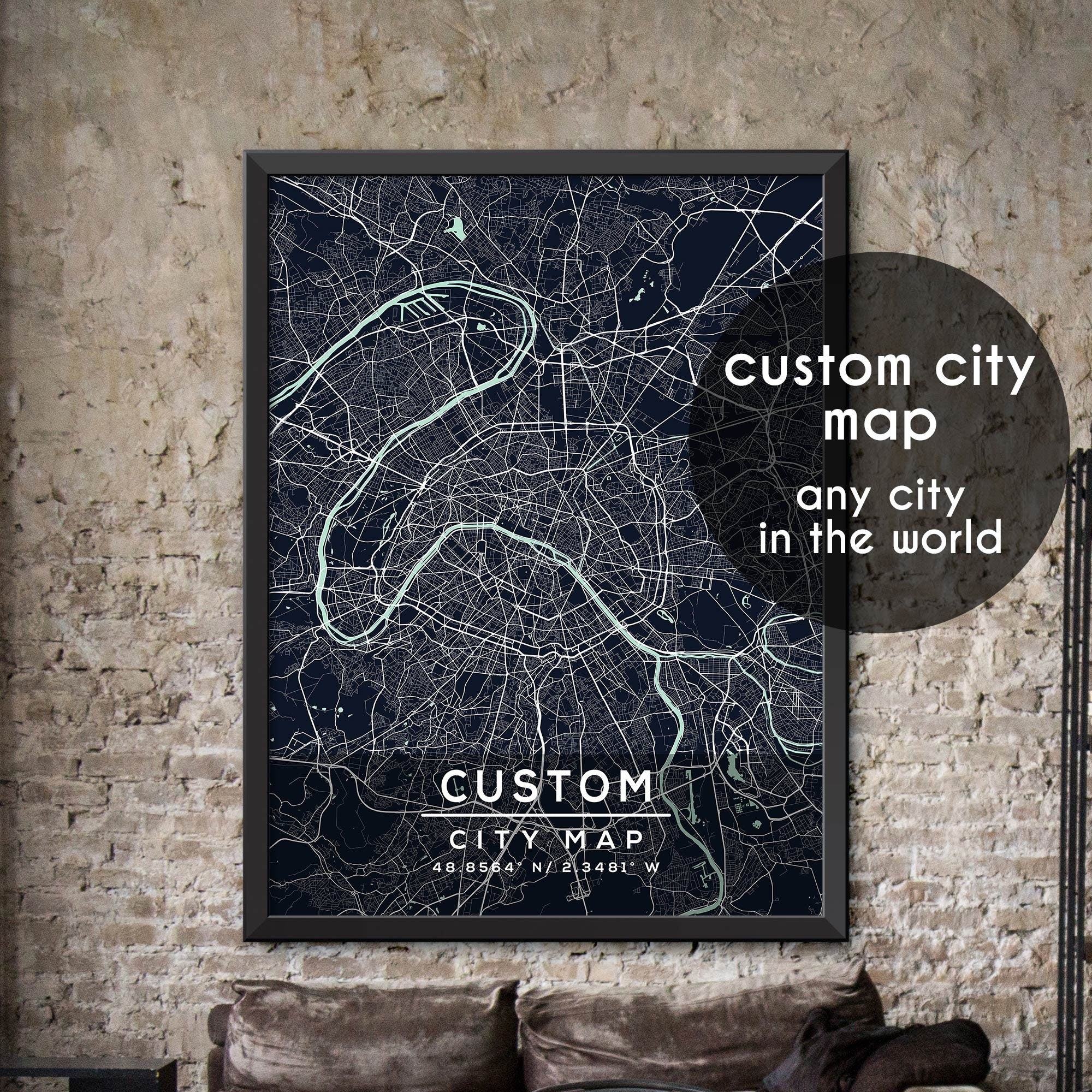 Custom Map, Custom City Map Print, Personalized Map, Personalized Map ...