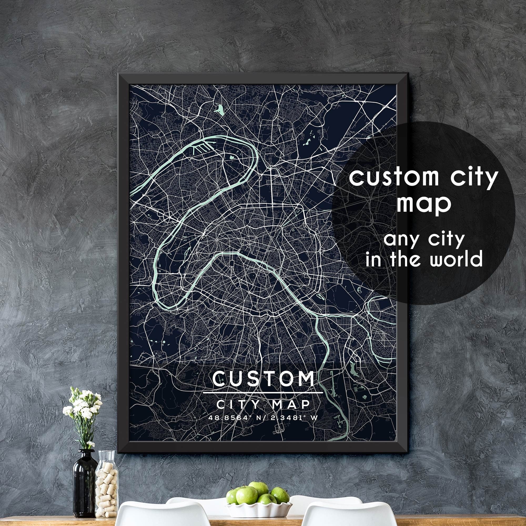 Custom Map, Custom City Map Print, Personalized Map, Personalized Map ...