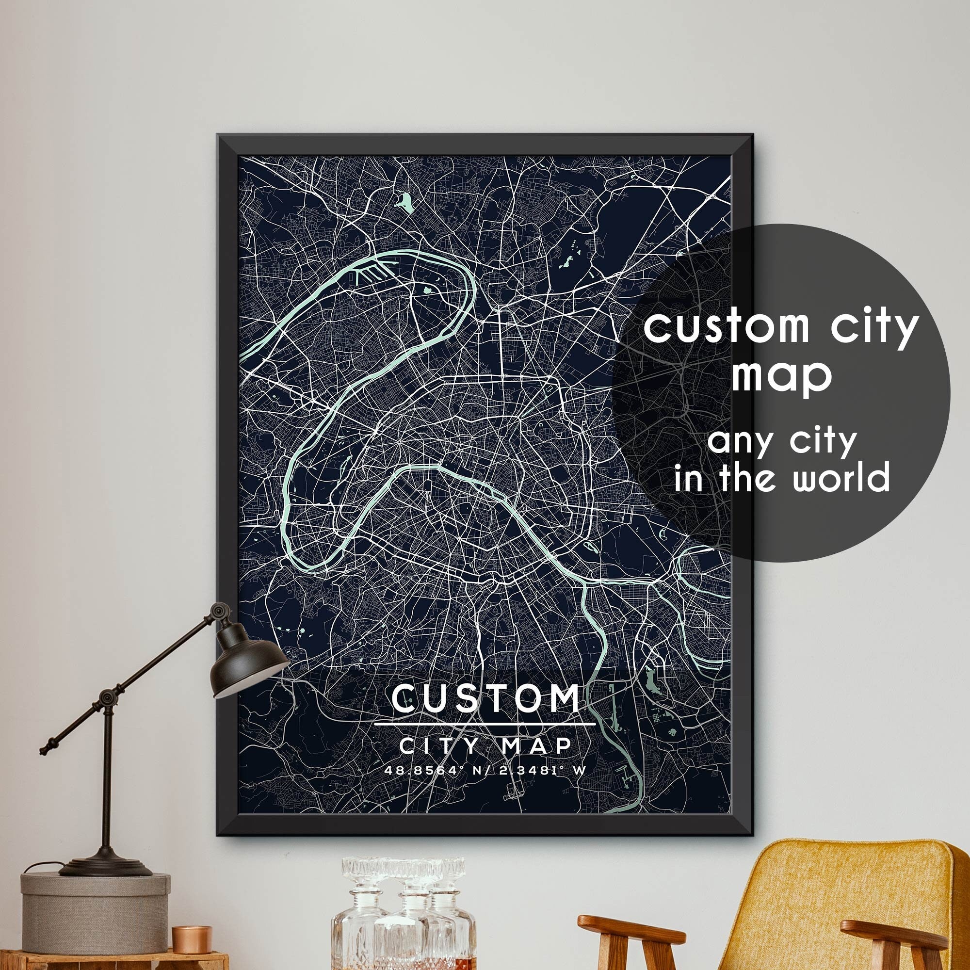 Custom Map, Custom City Map Print, Personalized Map, Personalized Map ...