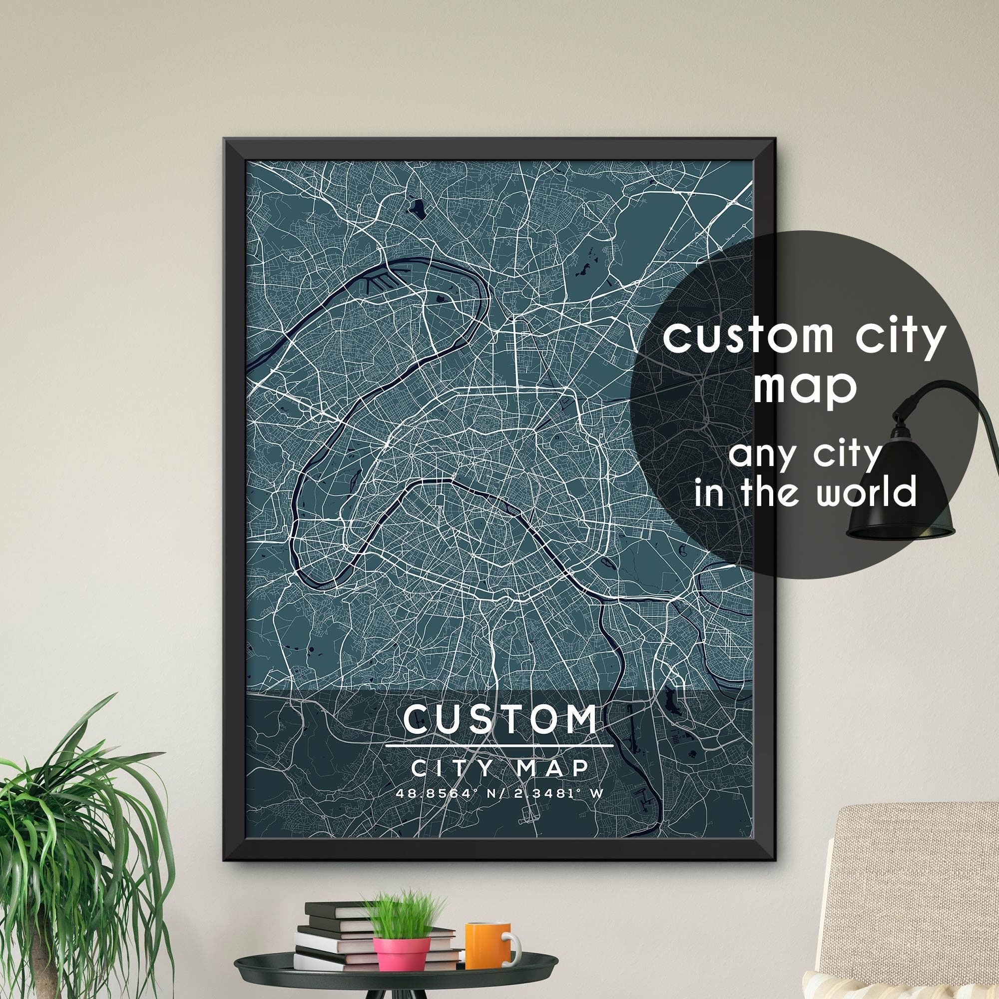 Custom Map, Custom City Map Print, Personalized Map, Personalized Map ...