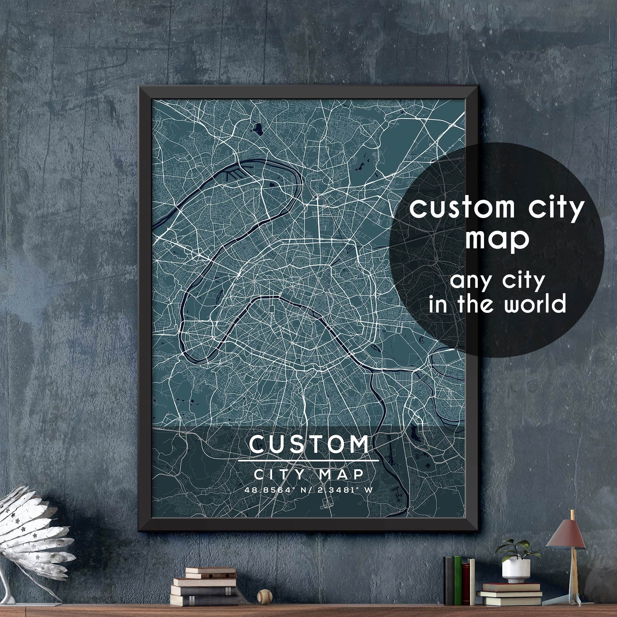 Map A4 Custom Custom Map, Custom City Map Print, Personalized Map, Personalized Map ...