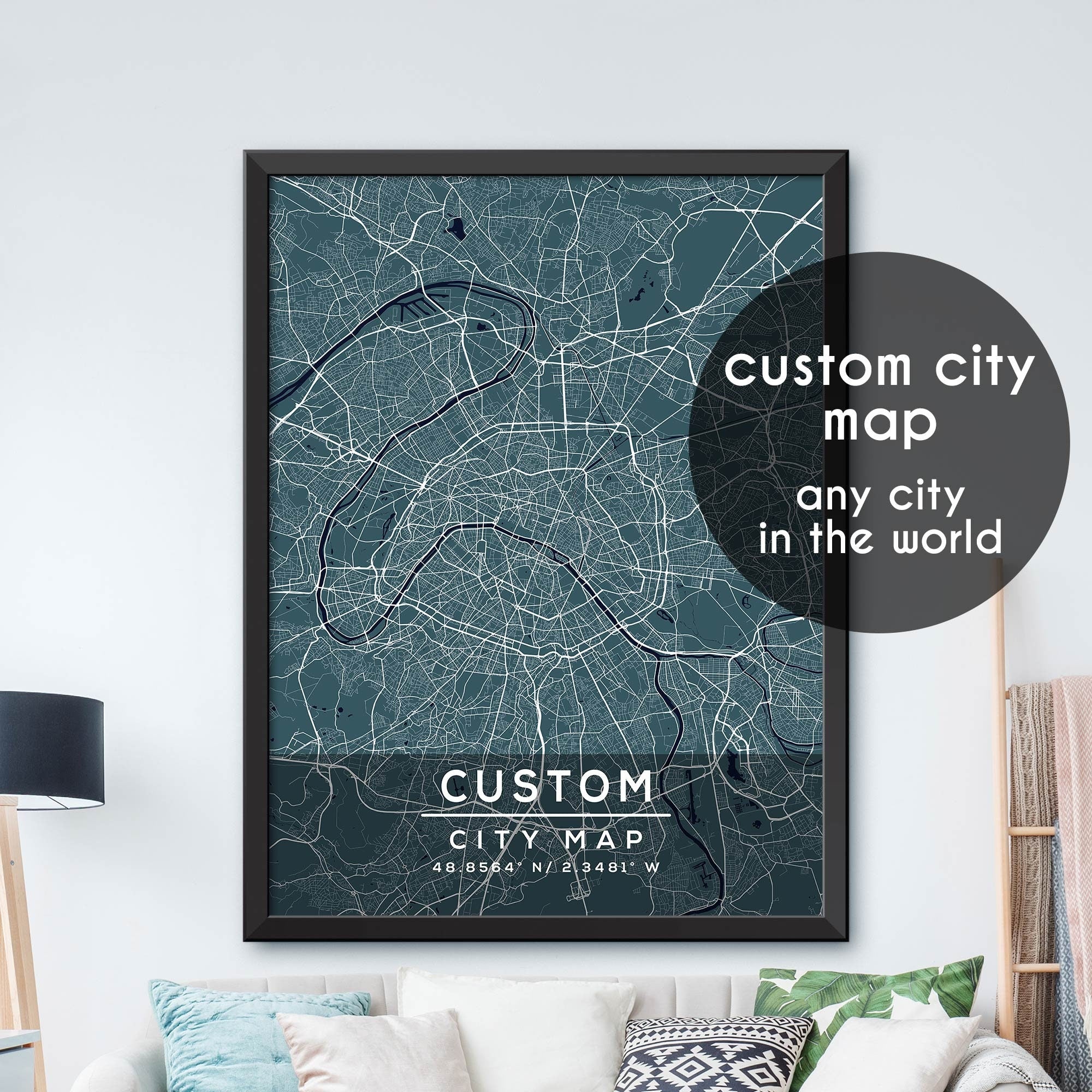 Custom Map, Custom City Map Print, Personalized Map, Personalized Map ...