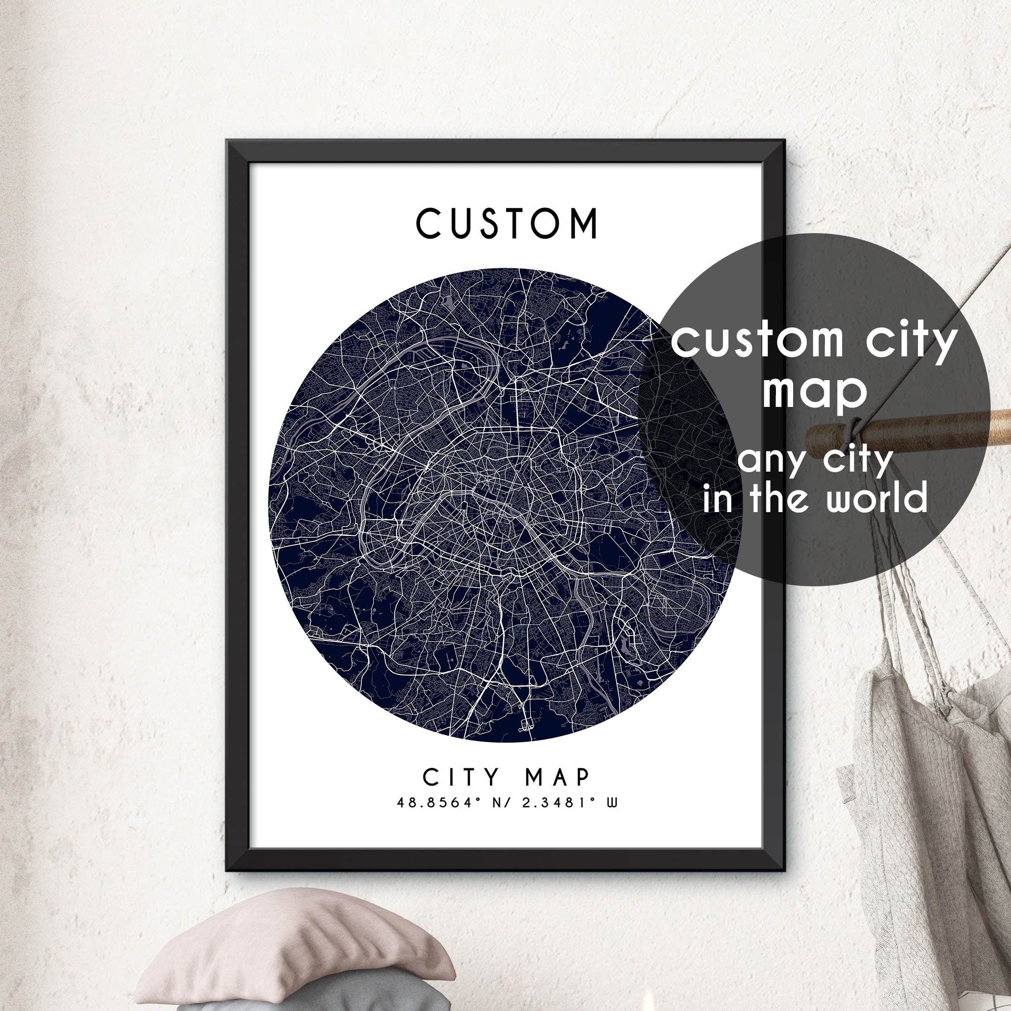 Custom Map, Custom City Map Print, Personalized Map, Personalized Map ...