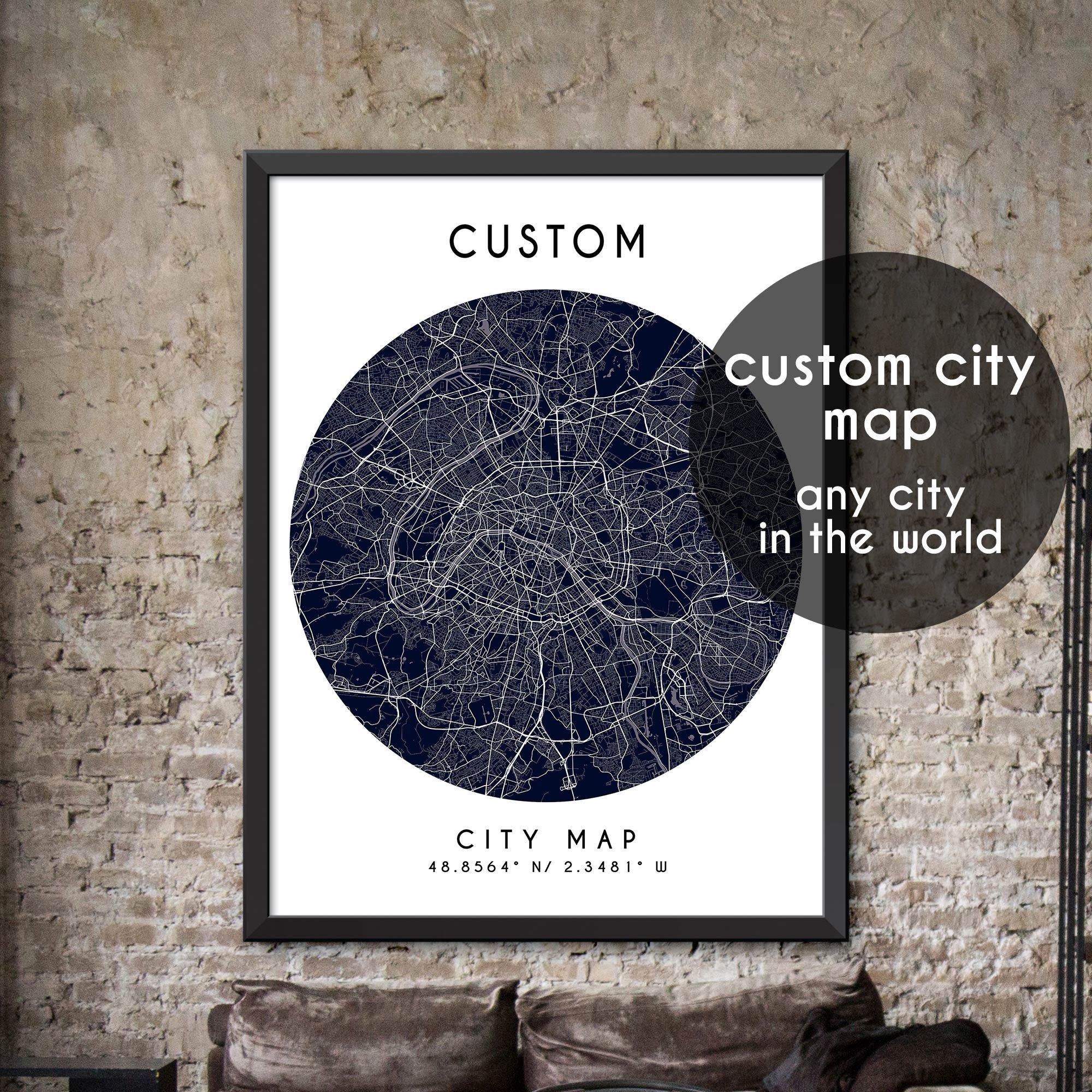 Custom Map, Custom City Map Print, Personalized Map, Personalized Map ...
