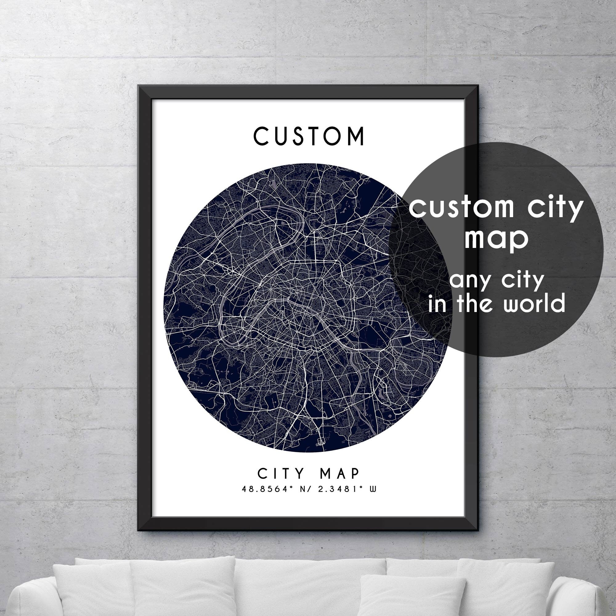 Custom Map, Custom City Map Print, Personalized Map, Personalized Map ...