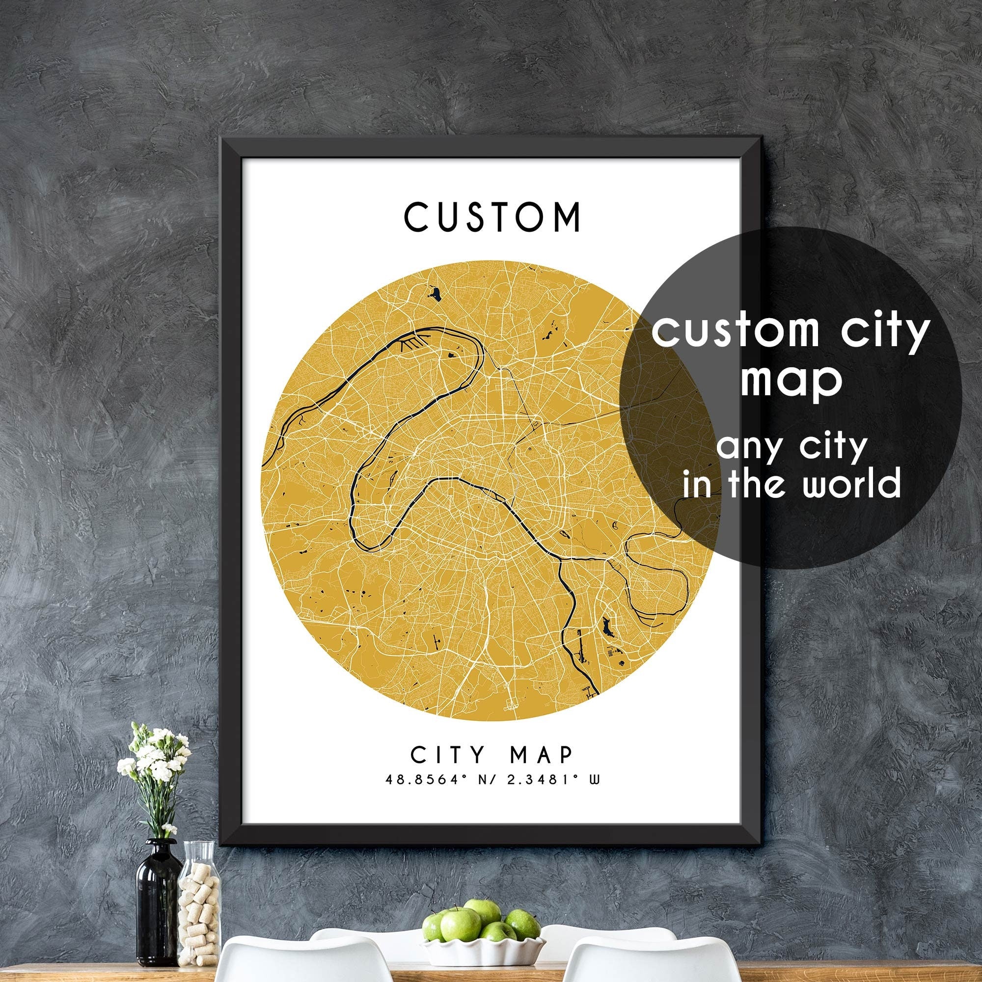 Custom Map, Custom City Map Print, Personalized Map, Personalized Map ...