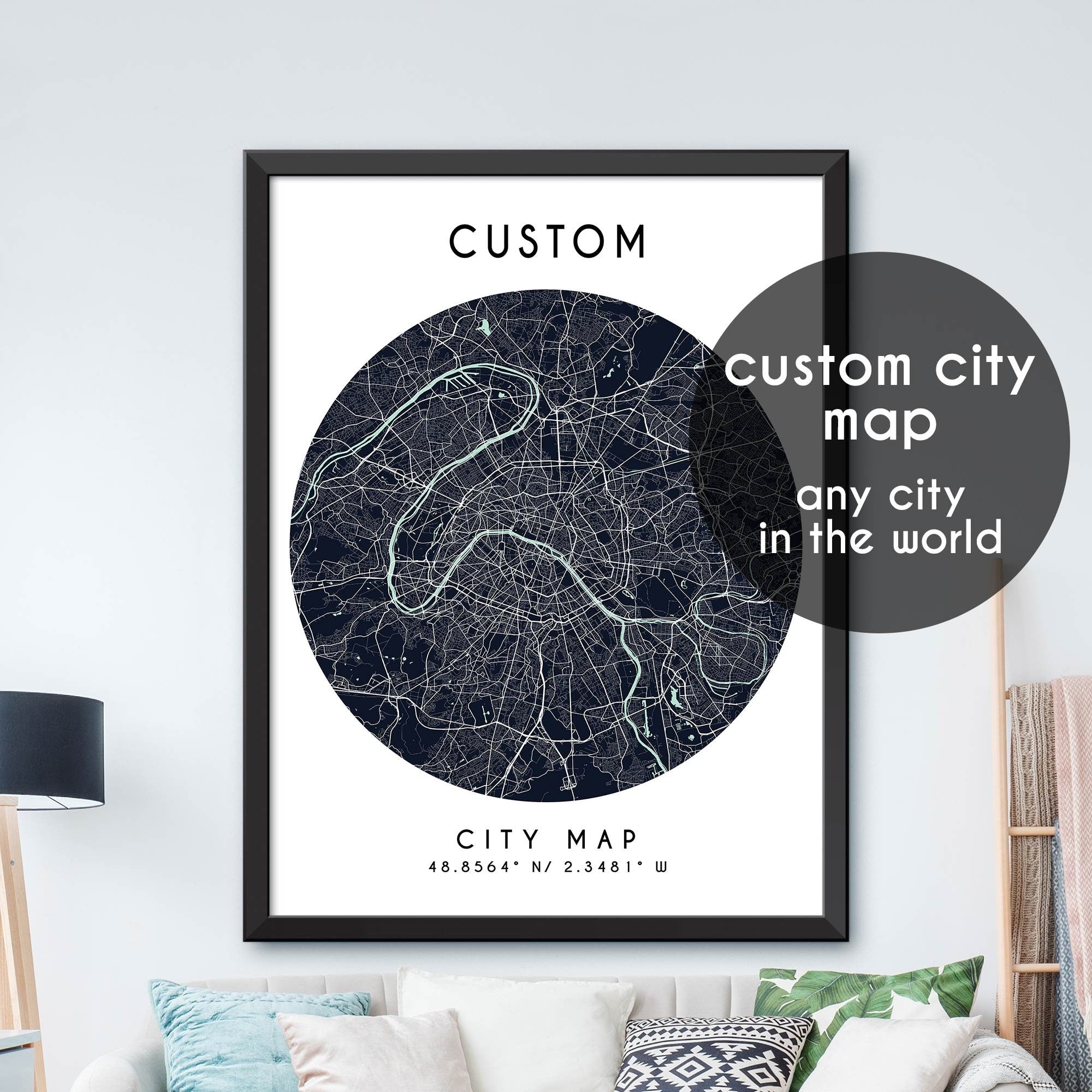 Custom Map, Custom City Map Print, Personalized Map, Personalized Map ...