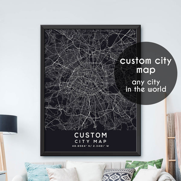 City Map Print, Custom City Map Print, Personalized Map, Personalized ...