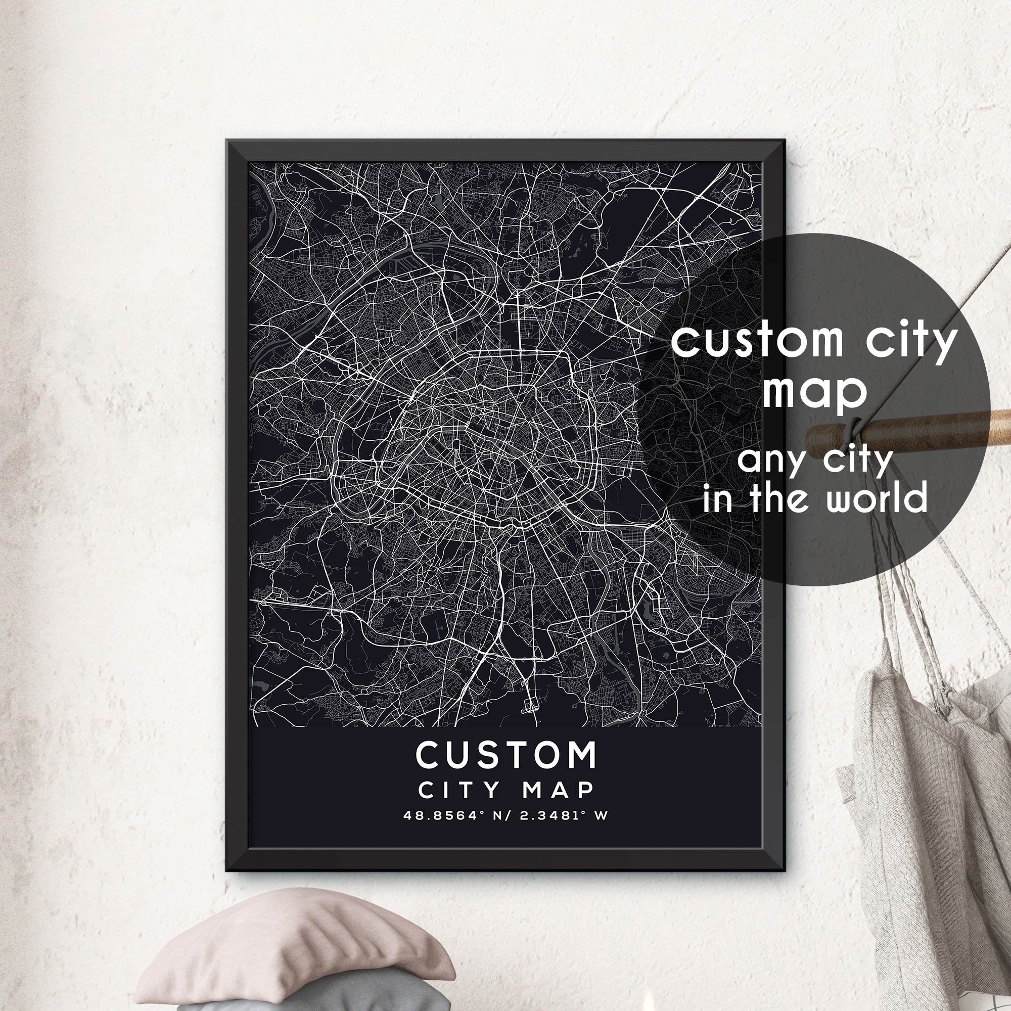 City Map Print, Custom City Map Print, Personalized Map, Personalized ...