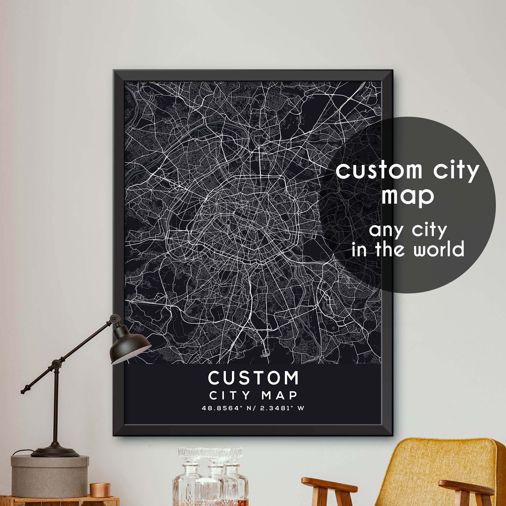 City Map Print, Custom City Map Print, Personalized Map, Personalized Map Print,  Custom City Poster, Vintage City Map, Custom Print