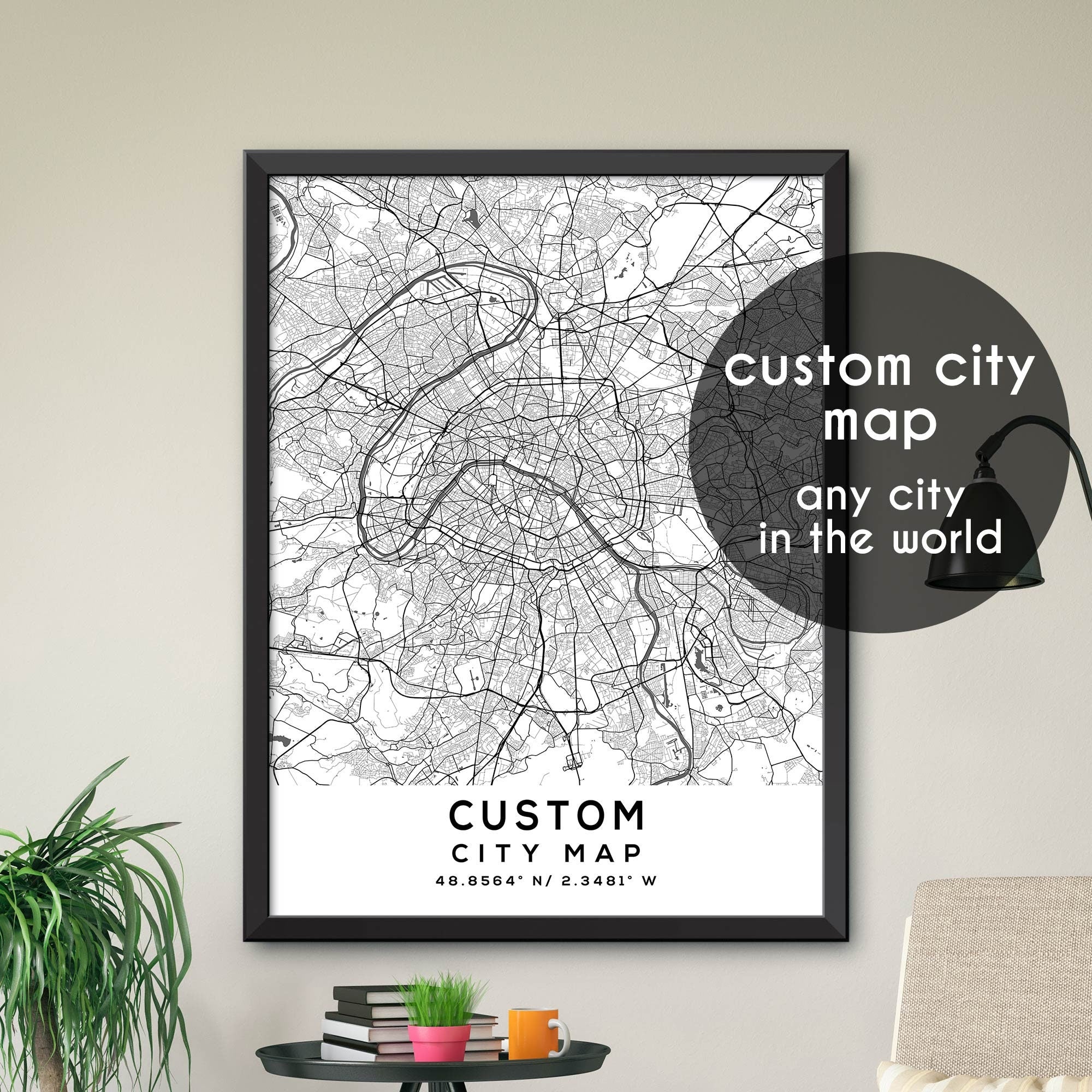 Custom Map, Custom City Map Print, Personalized Map, Personalized Map ...