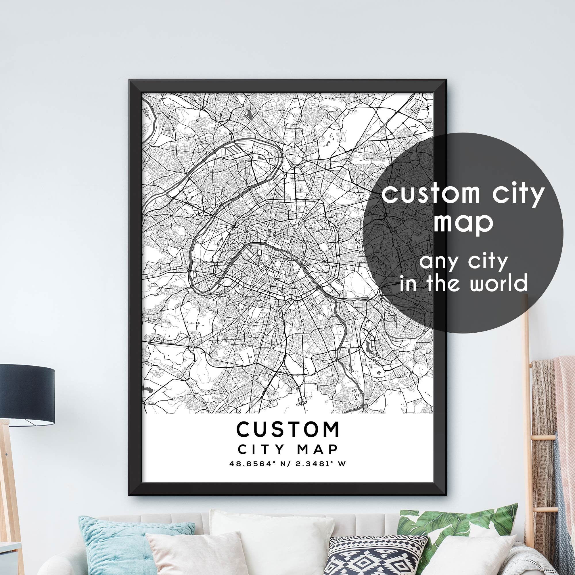 Custom Map, Custom City Map Print, Personalized Map, Personalized Map ...