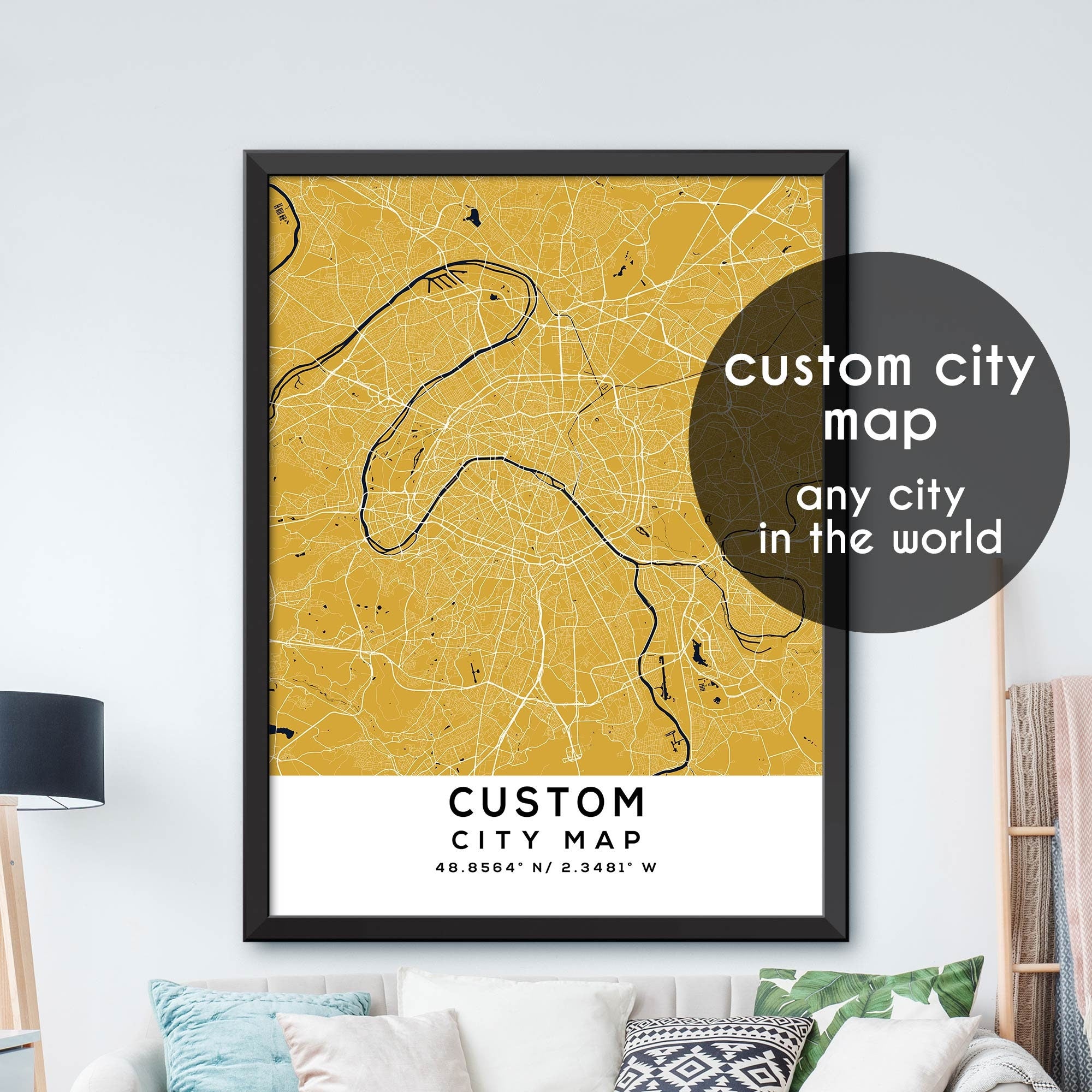 Custom Map, Custom City Map Print, Personalized Map, Personalized Map ...