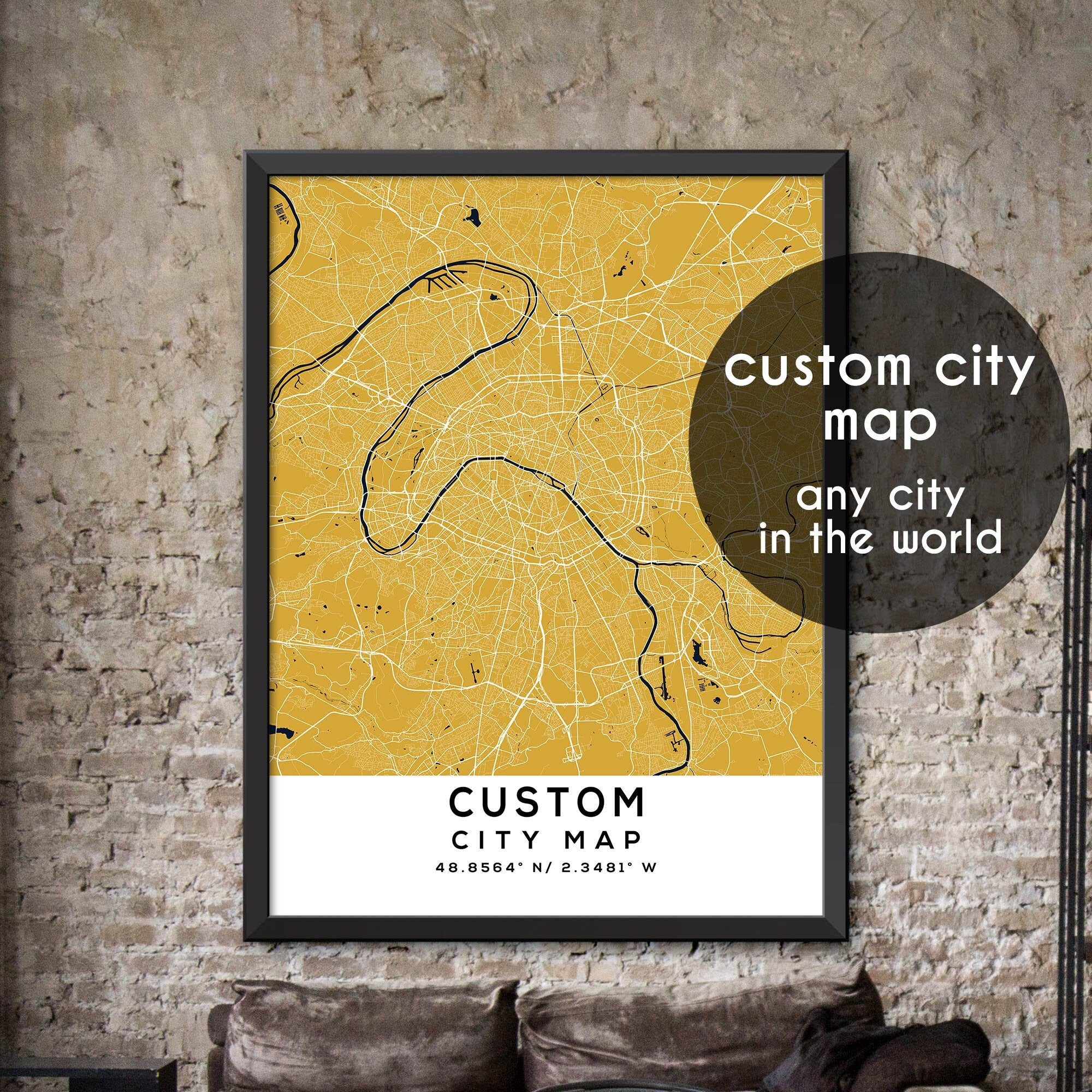 Custom Map, Custom City Map Print, Personalized Map, Personalized Map ...