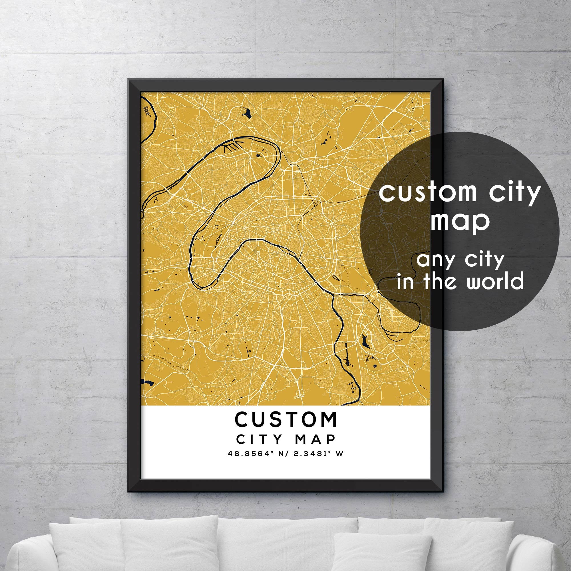 Custom Map, Custom City Map Print, Personalized Map, Personalized Map ...