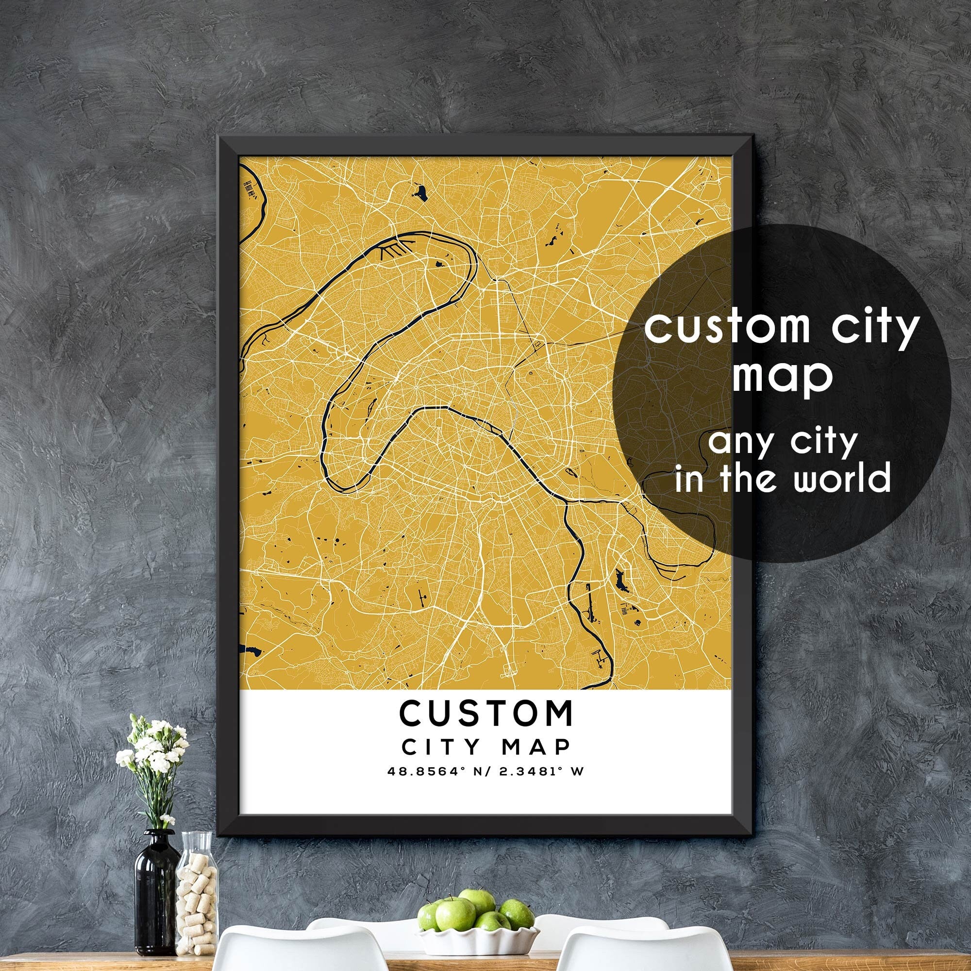 Custom Map, Custom City Map Print, Personalized Map, Personalized Map ...